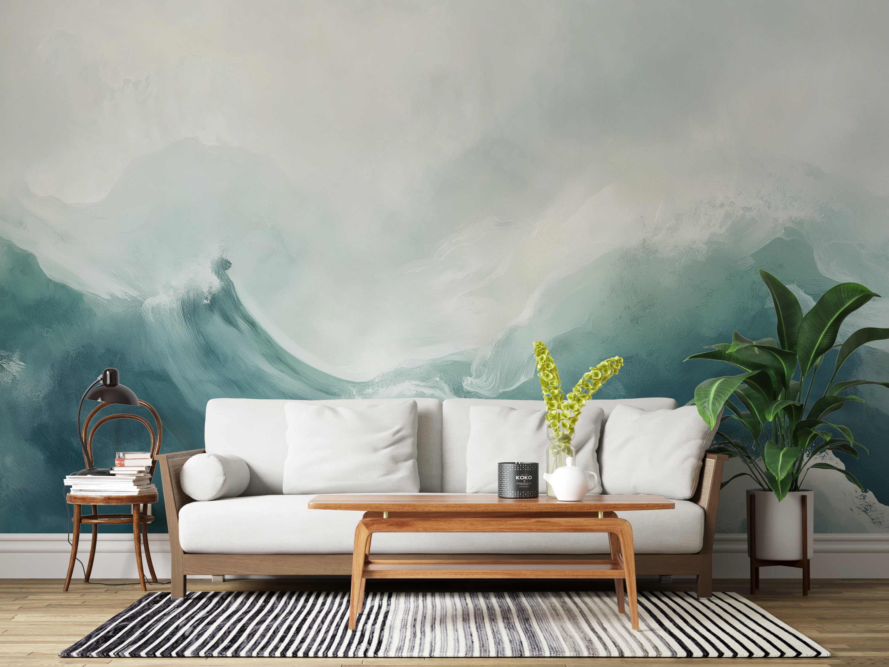 Ocean Waves Wallpaper Mural - Tranquil Blue Sea Landscape for Home Decor