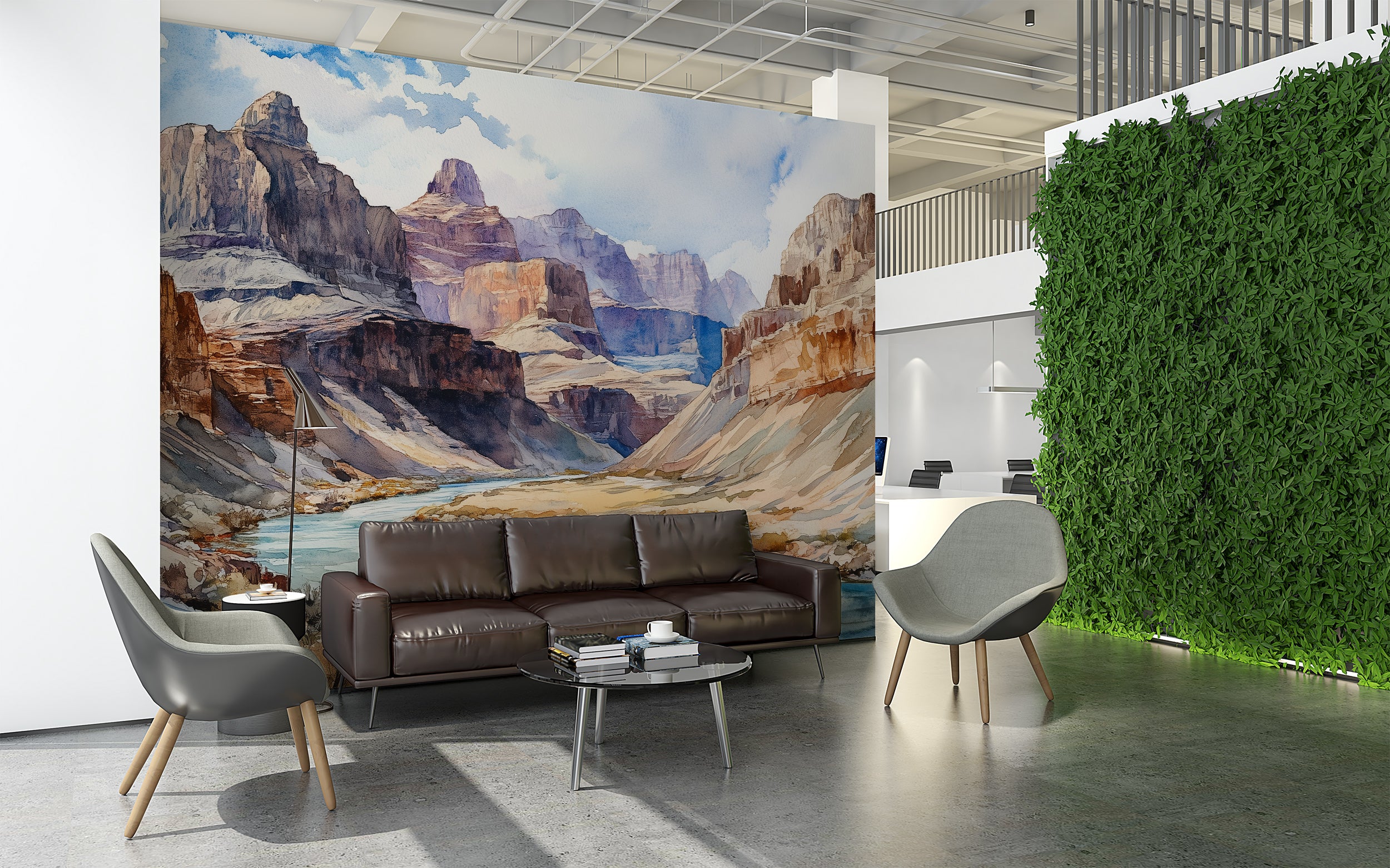 Colorado Canyon River Wall Mural, Peel and Stick Watercolor Canyon Wallpaper, Removable Wild River Accent Wall Art