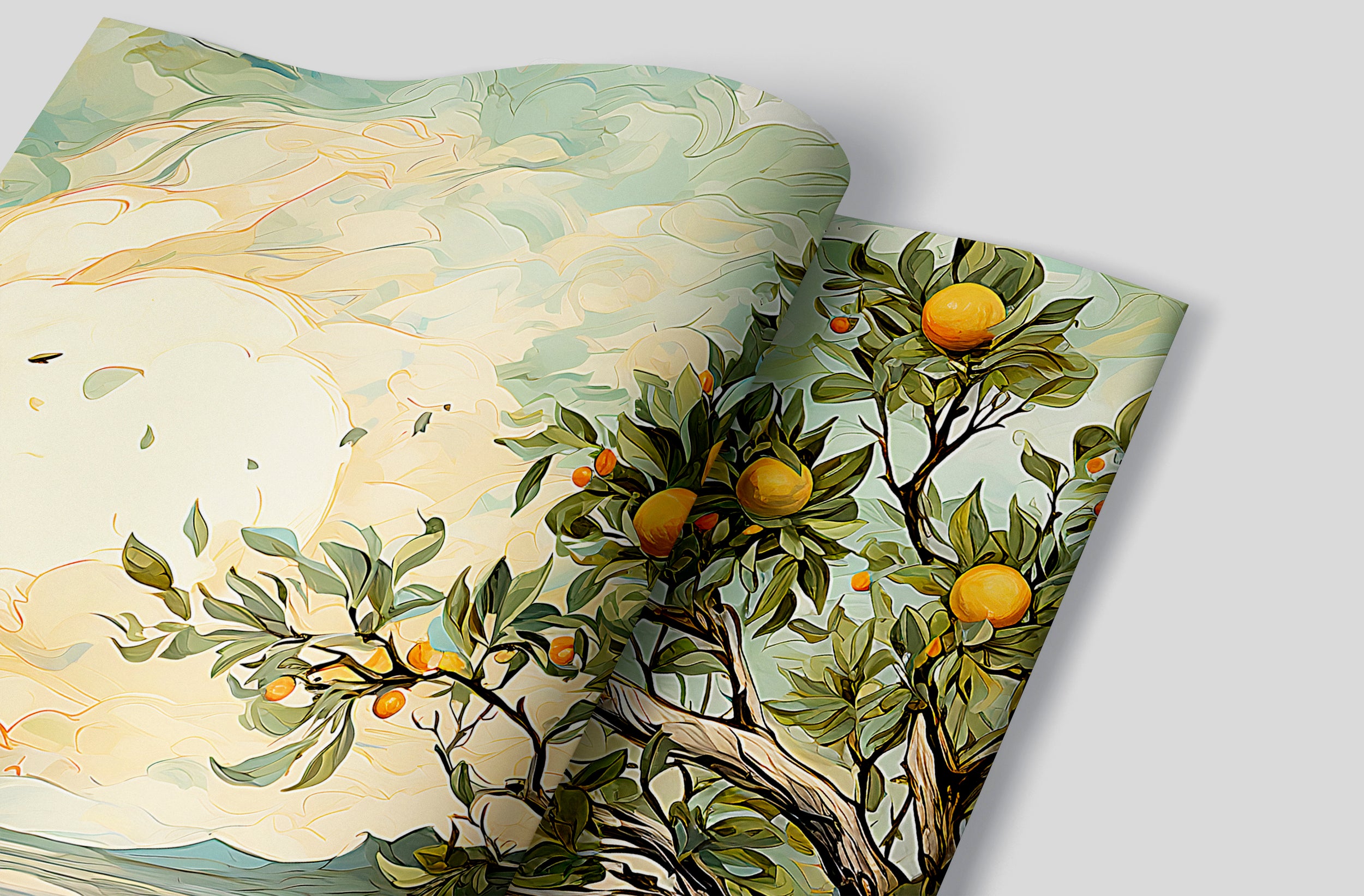 Vibrant Orange Landscape Mural for Walls