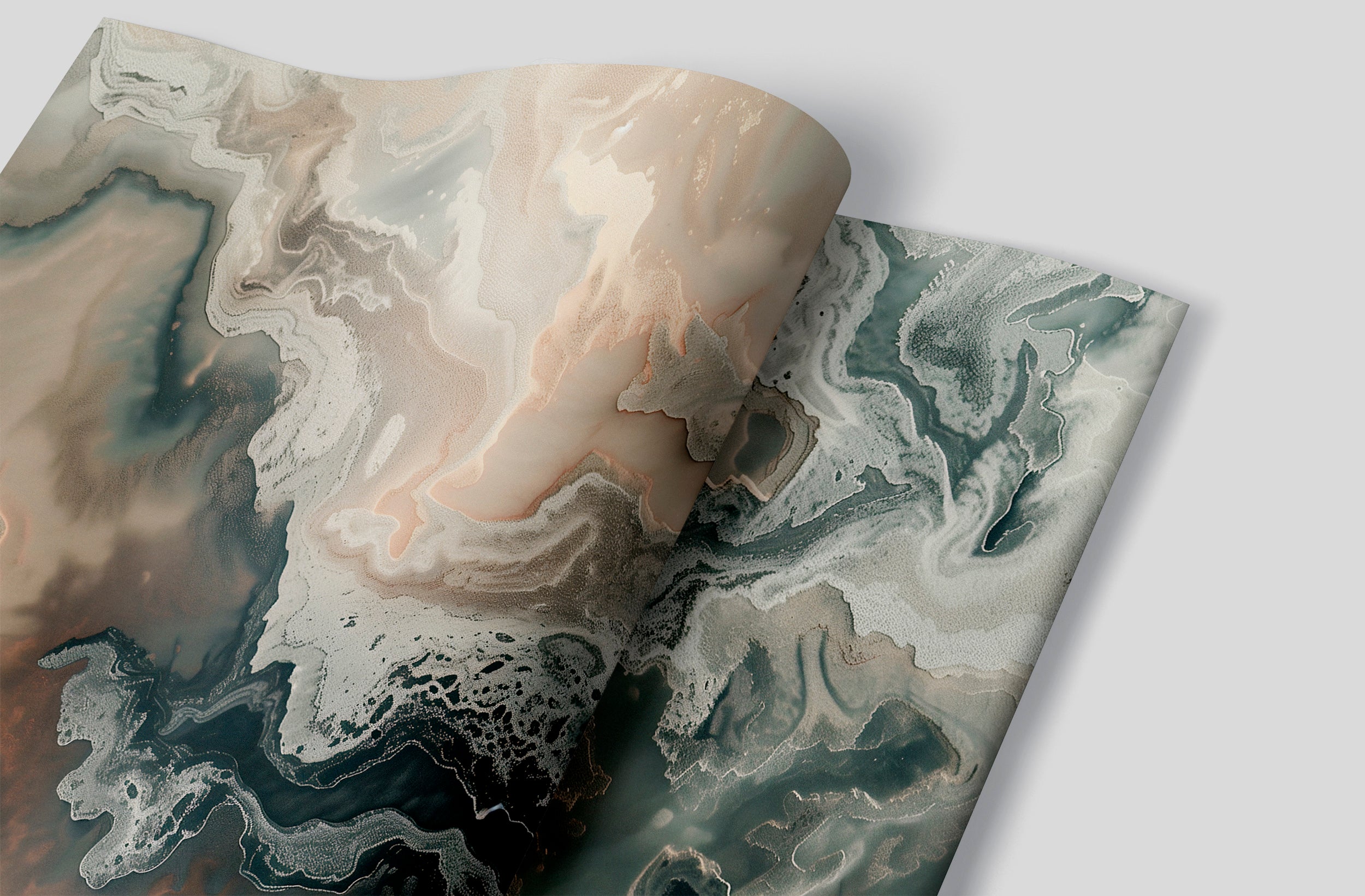 Green and Beige Alcohol Ink Wall Mural, Peel and Stick Abstract Wallpaper, Accent Wall Emerald and Beige Marble Wallpaper
