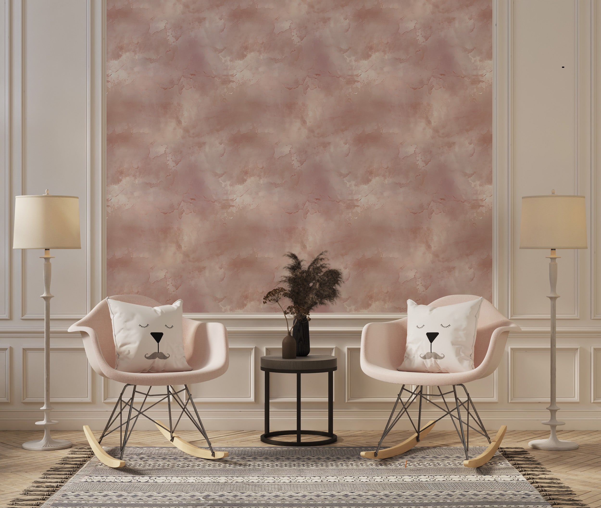 Brushed Texture Wallpaper Detail in Pink Hue