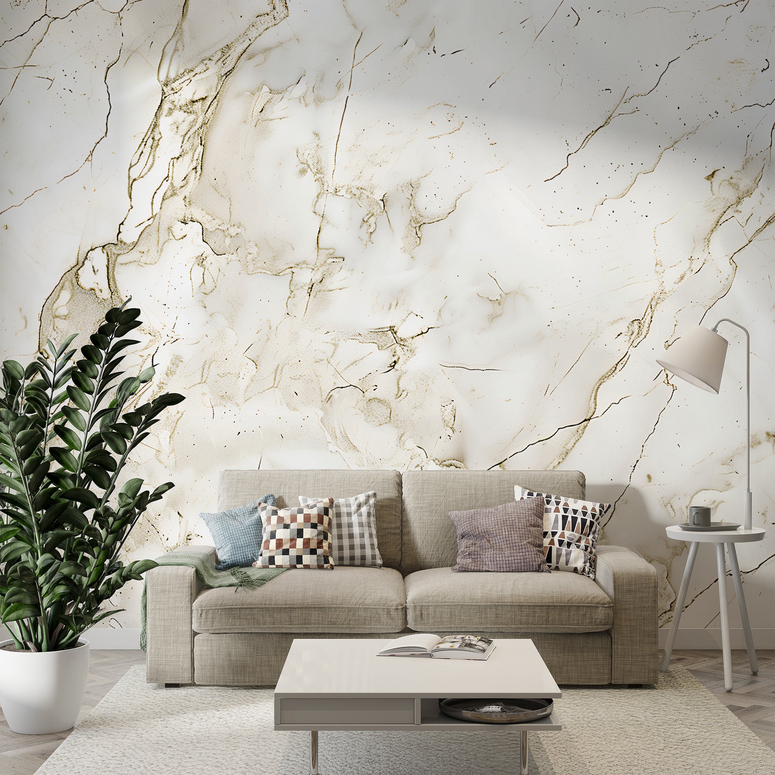 Light Beige Marble Mural, Self-adhesive Marble Texture Removable Wallpaper, Natural Stone Wall Decor, Custom Size Modern Accent Wall Mural