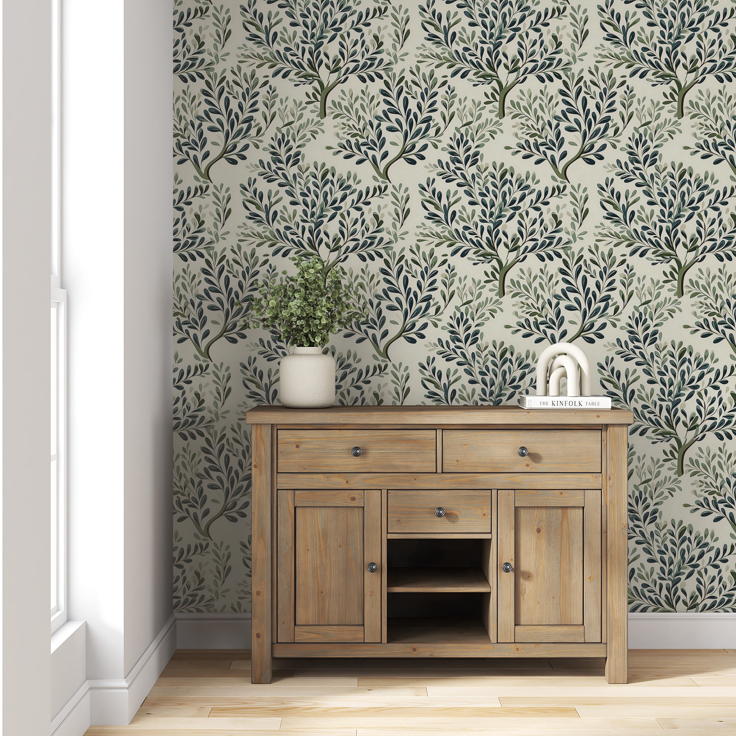 Elegant Olive Branch Wallpaper for Natural Decor