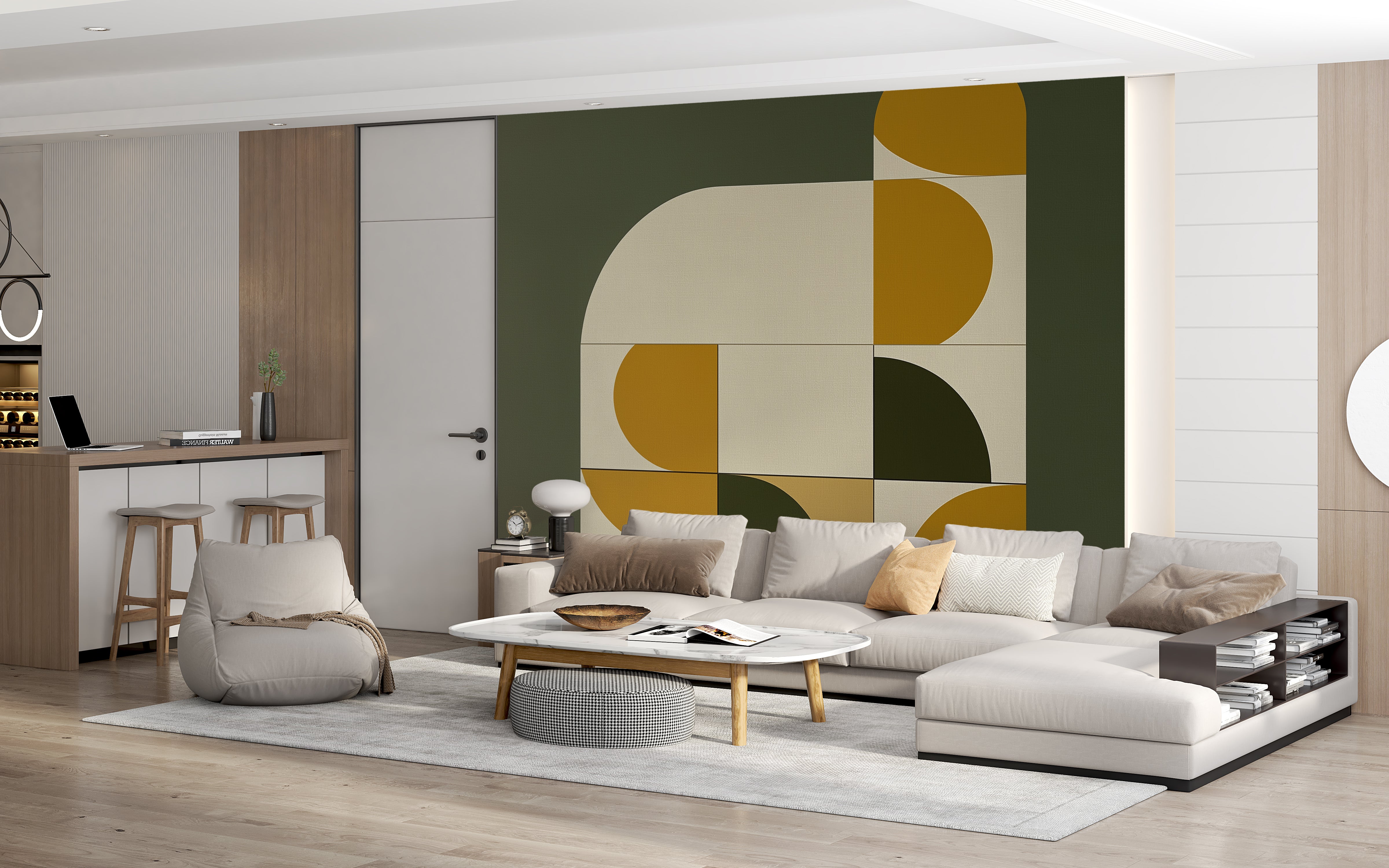 Modern Geometric Mid-Century Wallpaper for Trendy Home Decor
