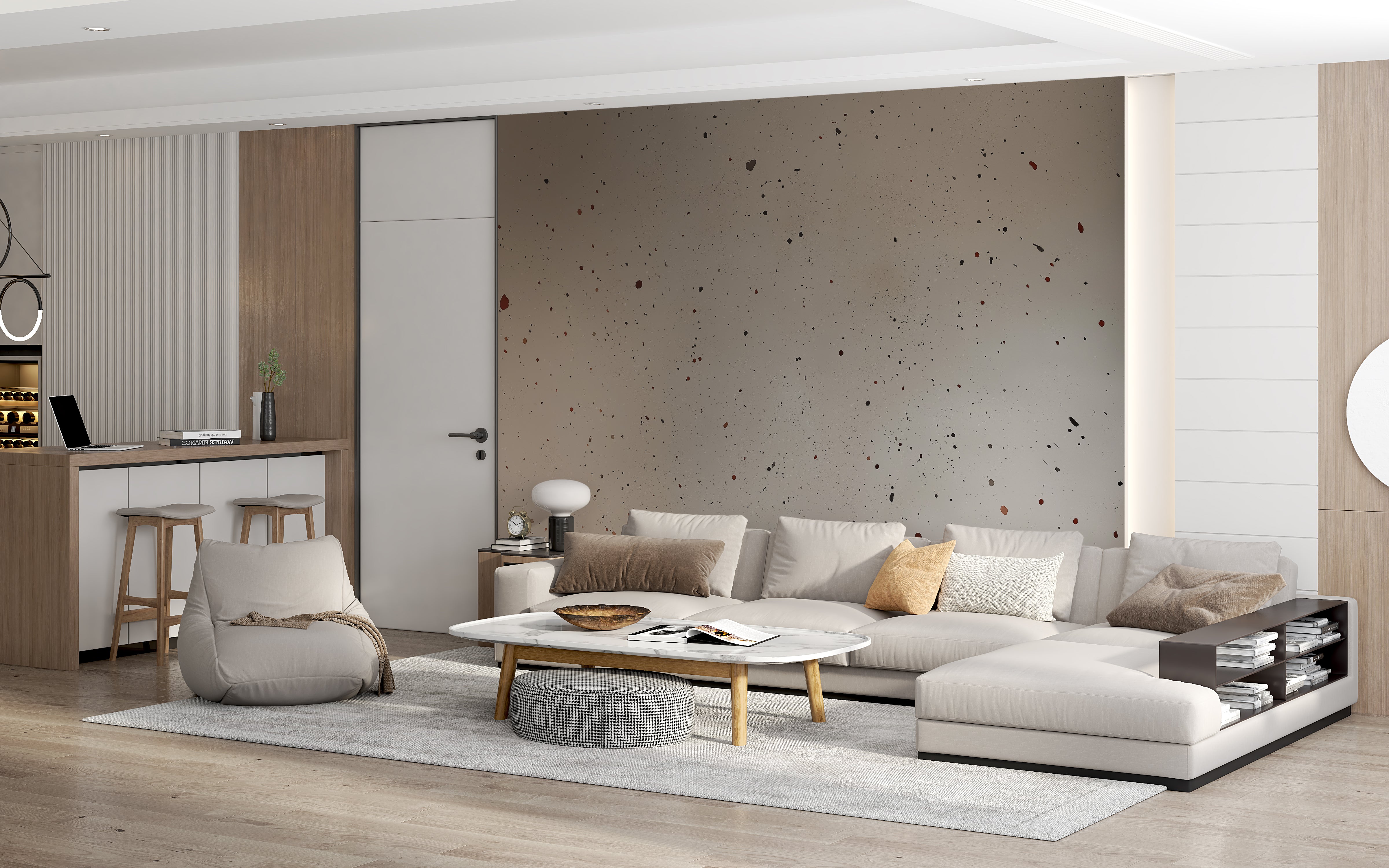 Elegant speckled wallpaper for minimalist interiors