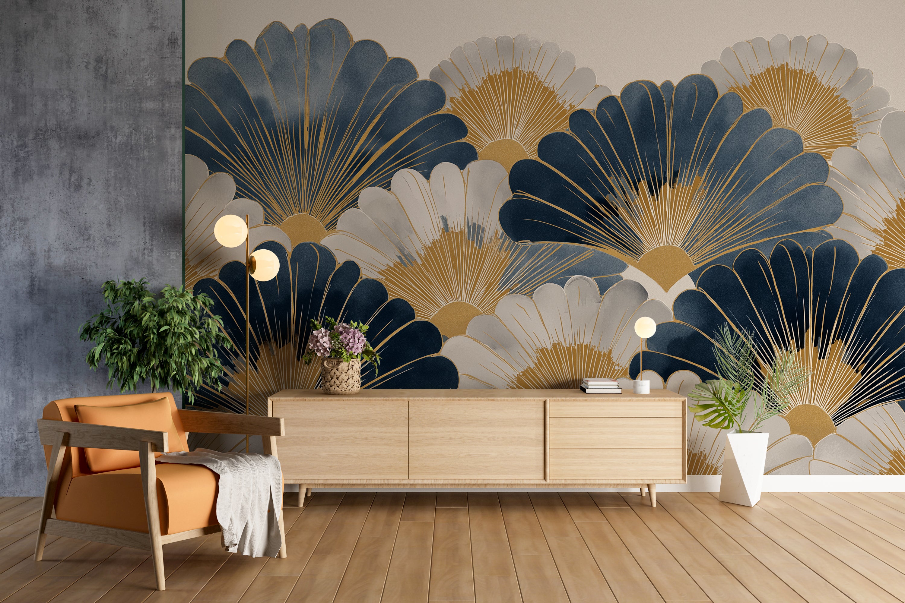luxury metallic wall mural
bold geometric deco design