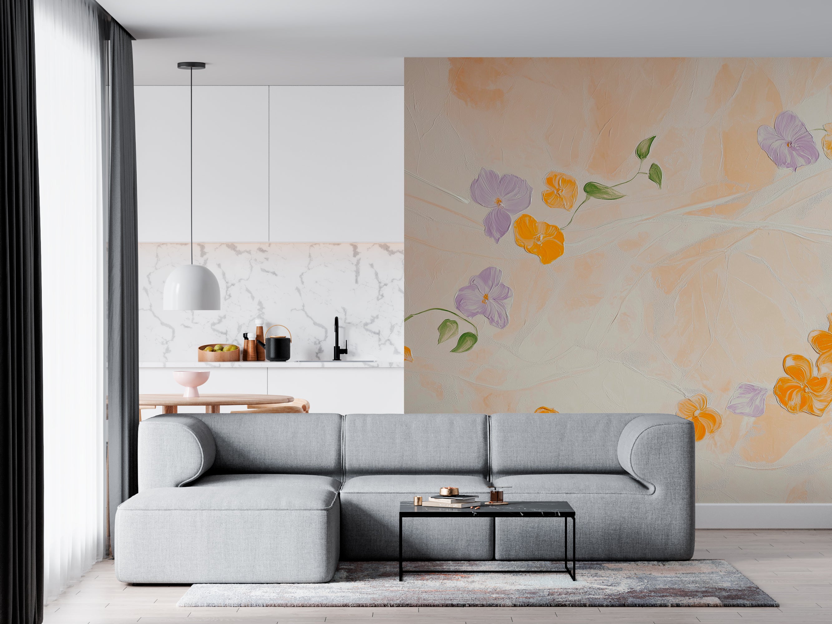 Floral Pastel Wallpaper – Elegant, Nature-Inspired Design for Home Decor