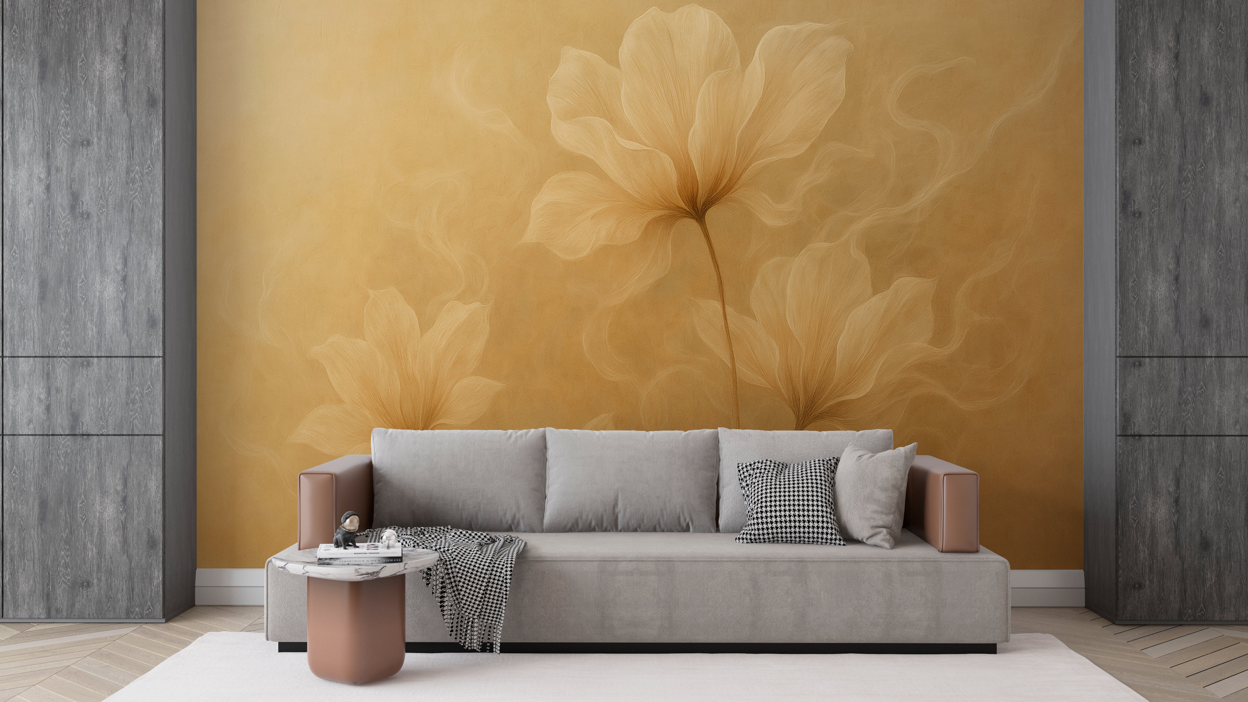 Elegant Floral Wallpaper for Home Decor - Beige Flowers