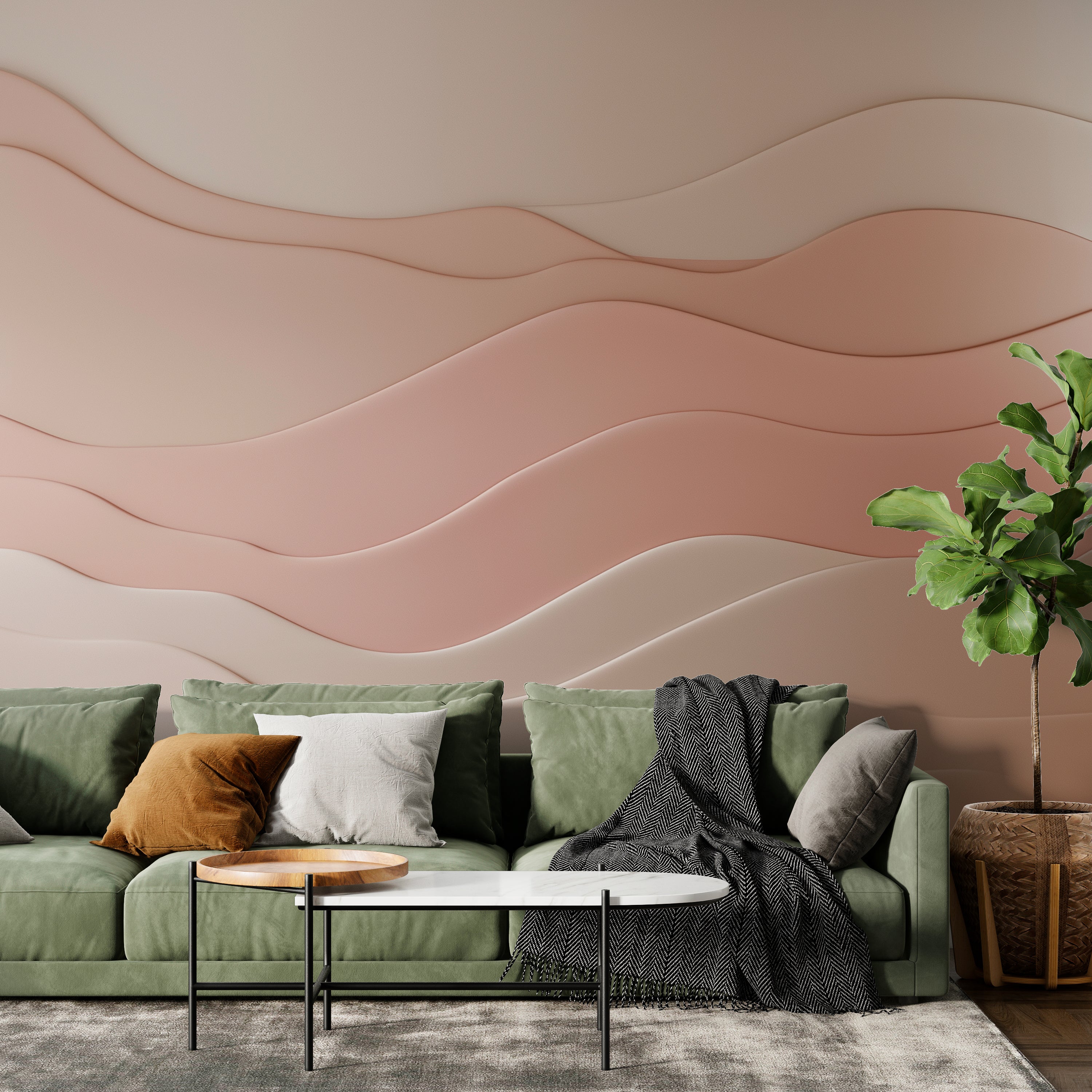 Elegant Beige and Pink Abstract Wallpaper - Perfect for Modern Home Decor