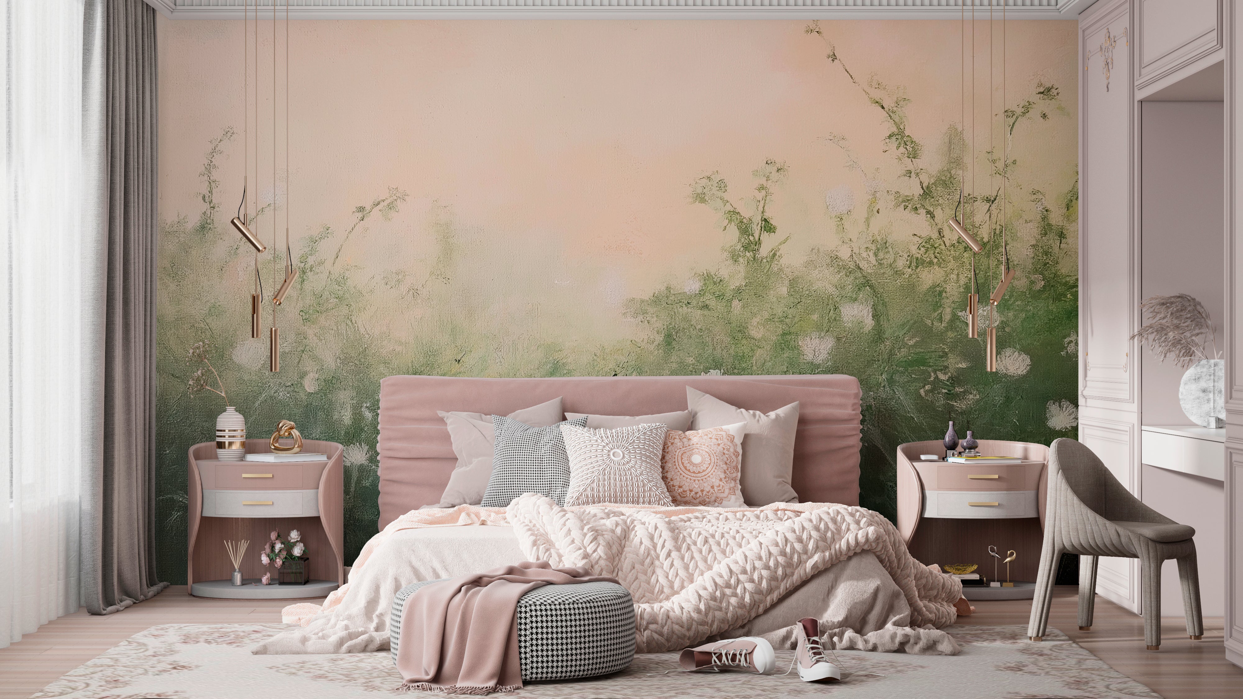 Garden Serenity Wallpaper - Floral Nature Artwork for Home Decoration