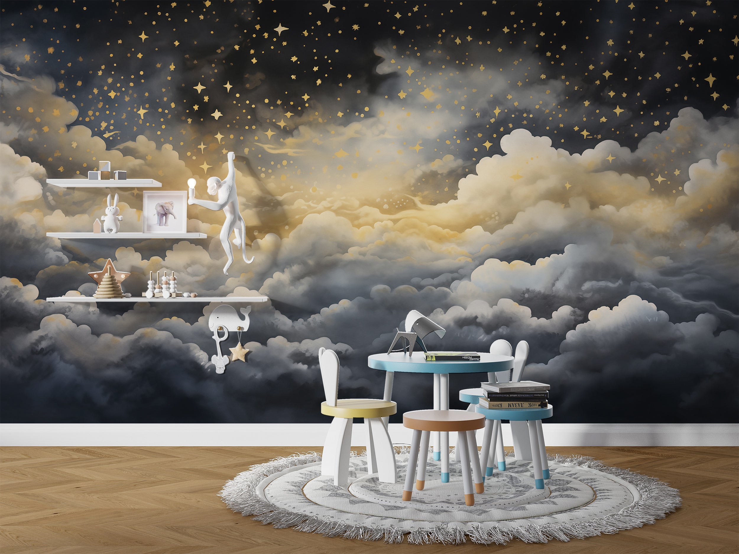 Imaginative Watercolor Stars Decor