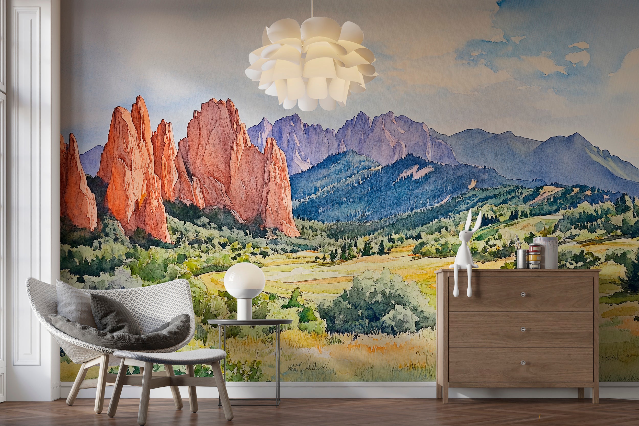 Garden of Gods Wall Mural, Peel and Stick Colorado Mountains Valley Wallpaper, Removable Scenic Wallpaper