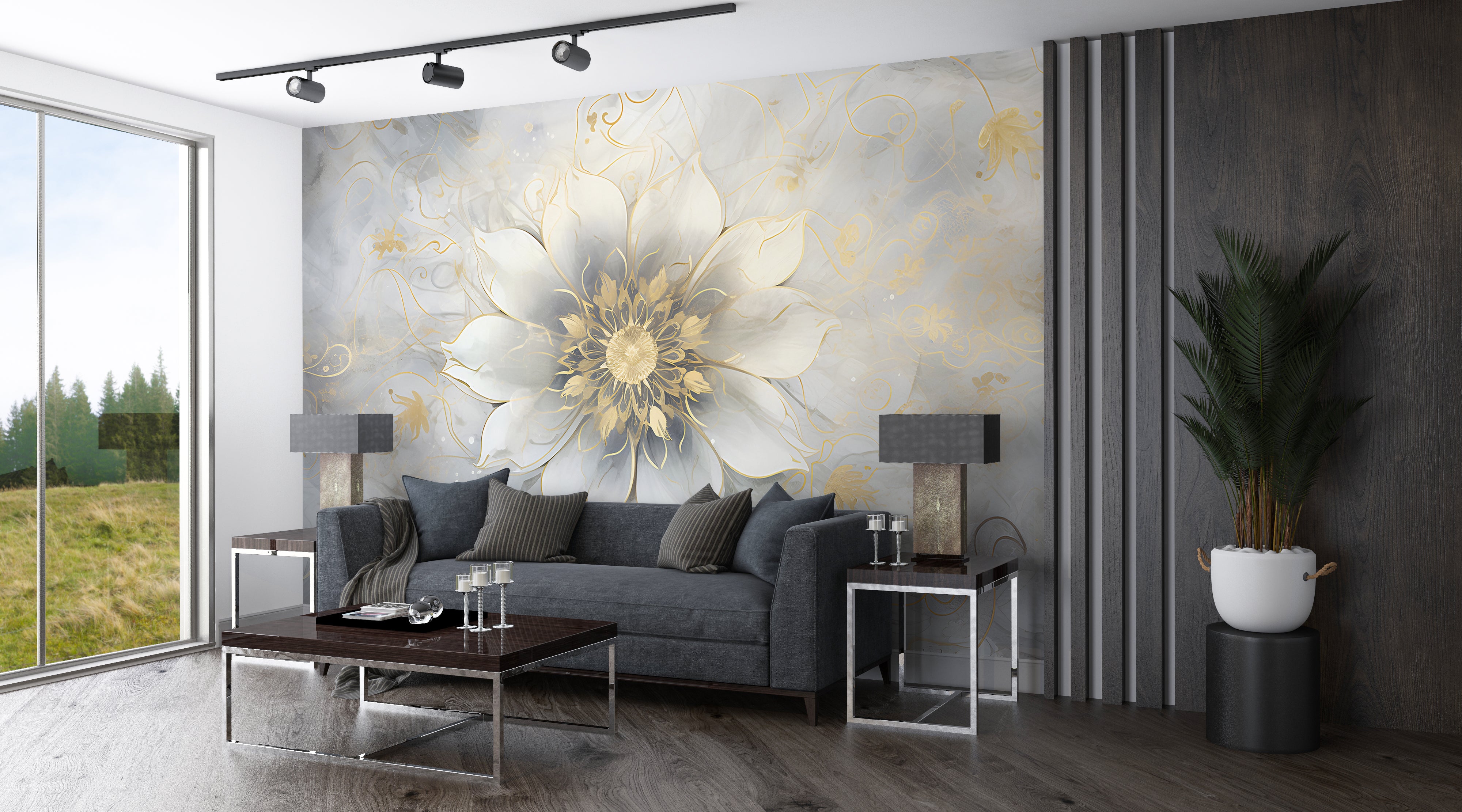 Large Lotus Flower Mural Peel And Stick