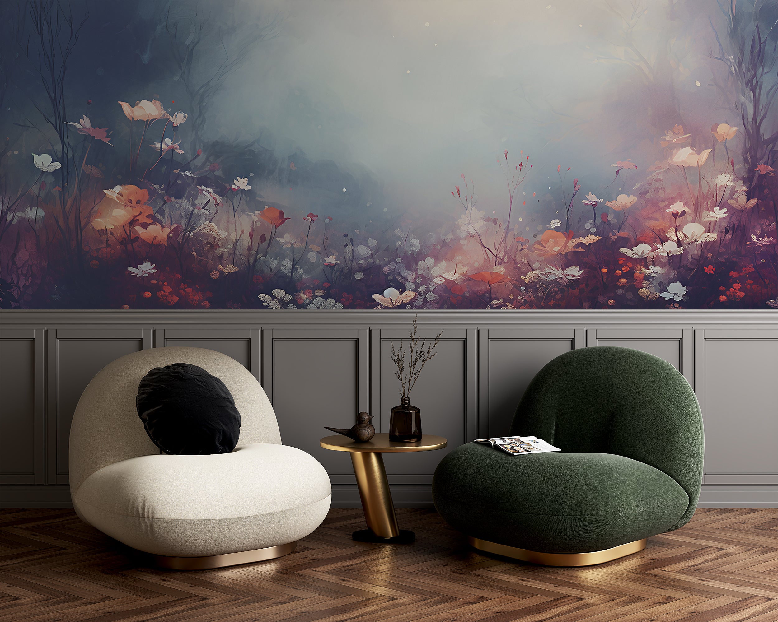 Easy Apply Pink Smoke Landscape Mural