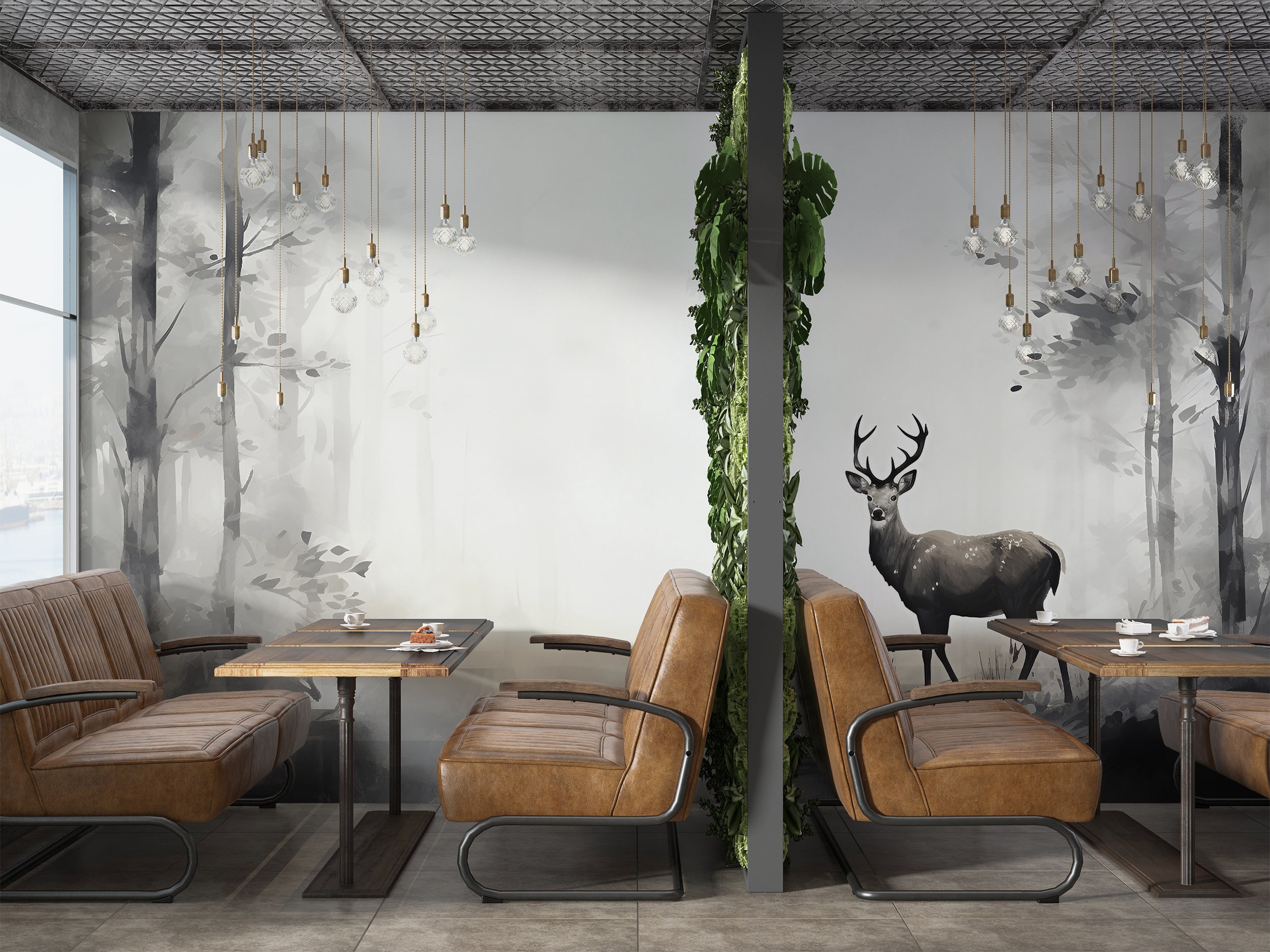 Captivating Watercolor Deer in Forest Wall Decor