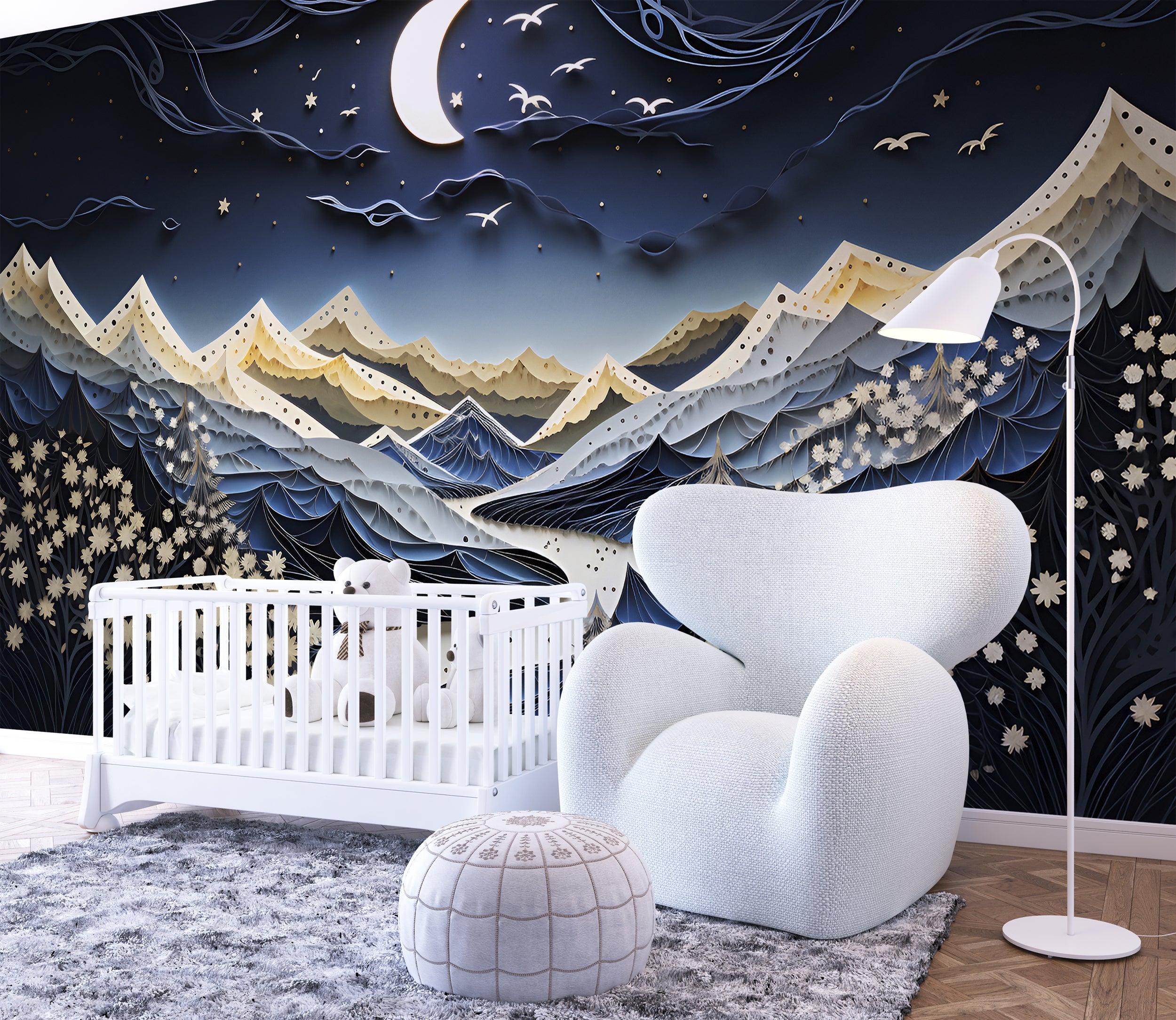 Easy Apply Night Sky and Mountains Decor