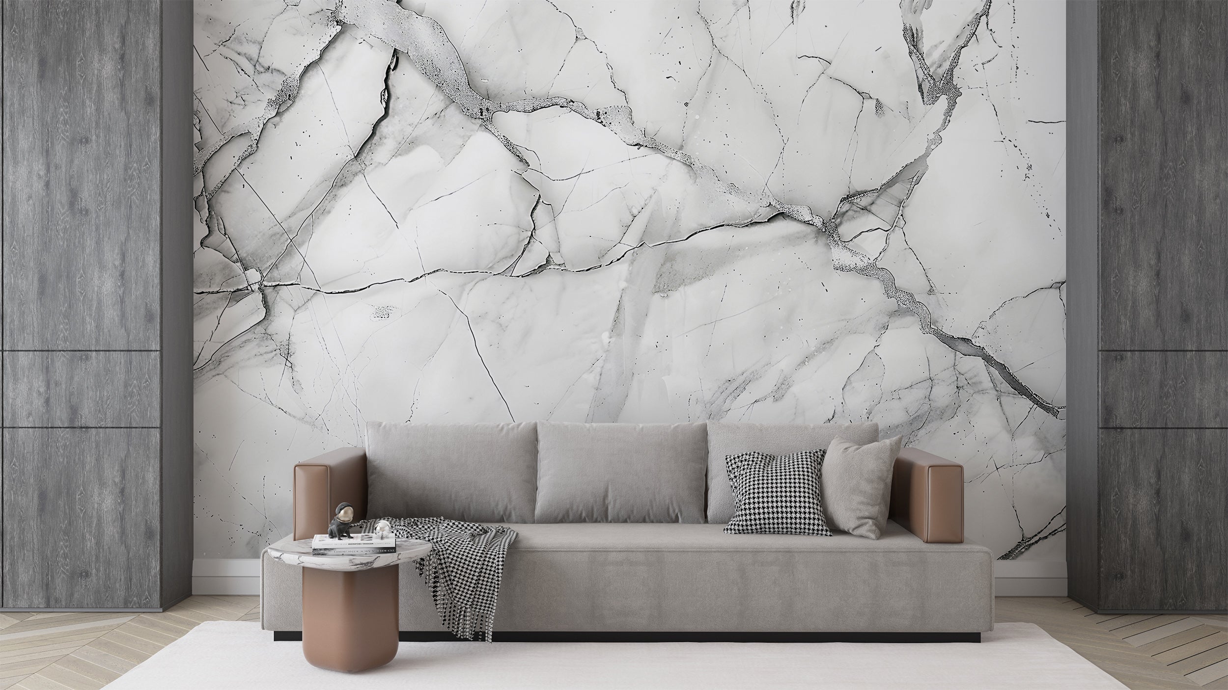 White and Grey Marble Wallpaper, Self-adhesive Natural Marble Wall Mural, Removable Modern Stone Texture Wall Decal, Luxury Decor