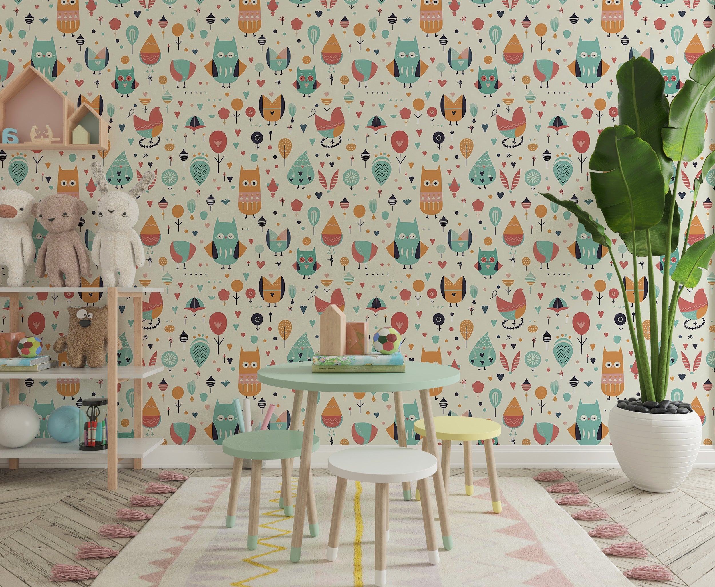 ransform Space with Colorful Owl Wall Art