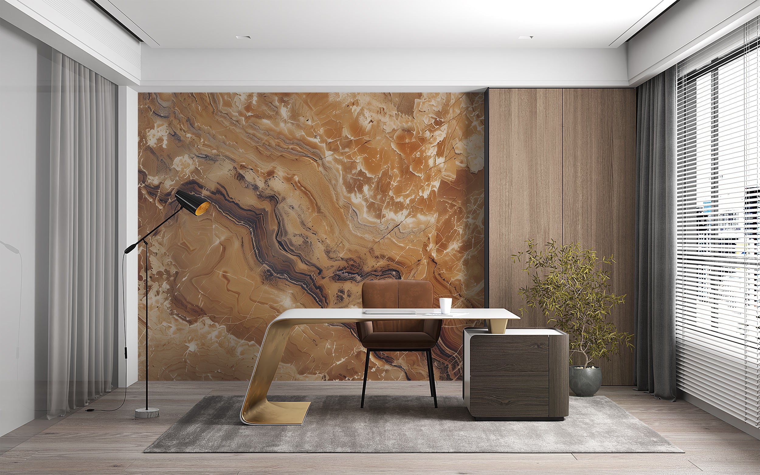 Brown Marble Texture Wall Mural, Peel and Stick Marble Wallpaper, Removable Brown Stone Mural, Unique Modern Art Wallpaper, Abstract Decor