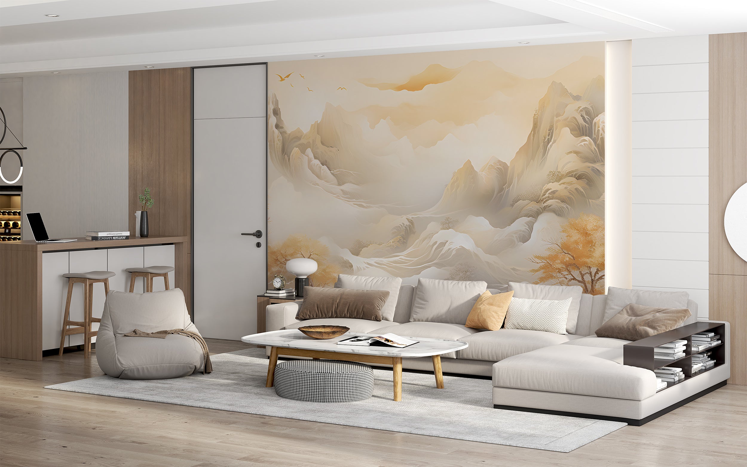 Beige and Orange Removable Wall Decor