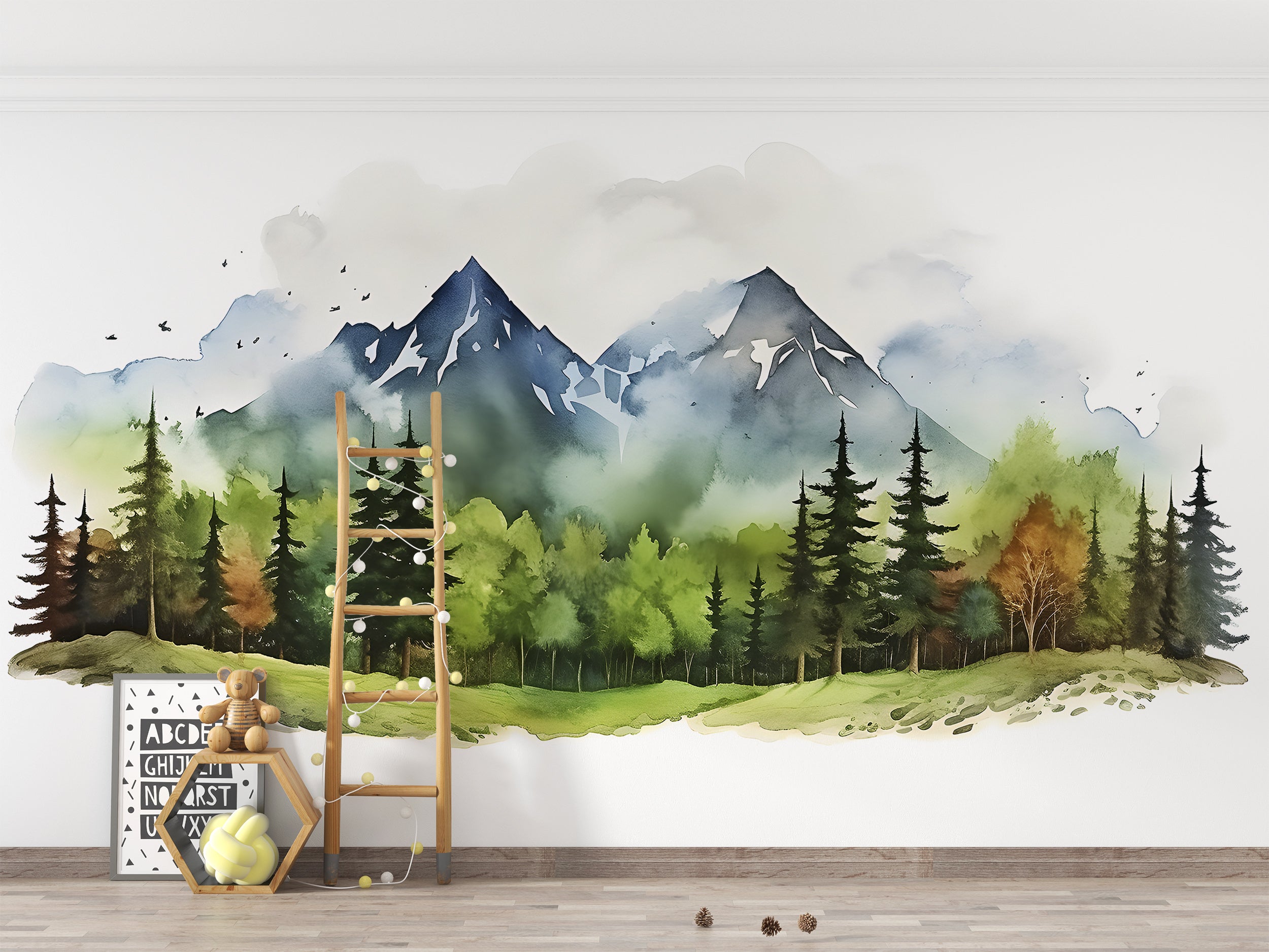 Whimsical Mountain Trees Decor