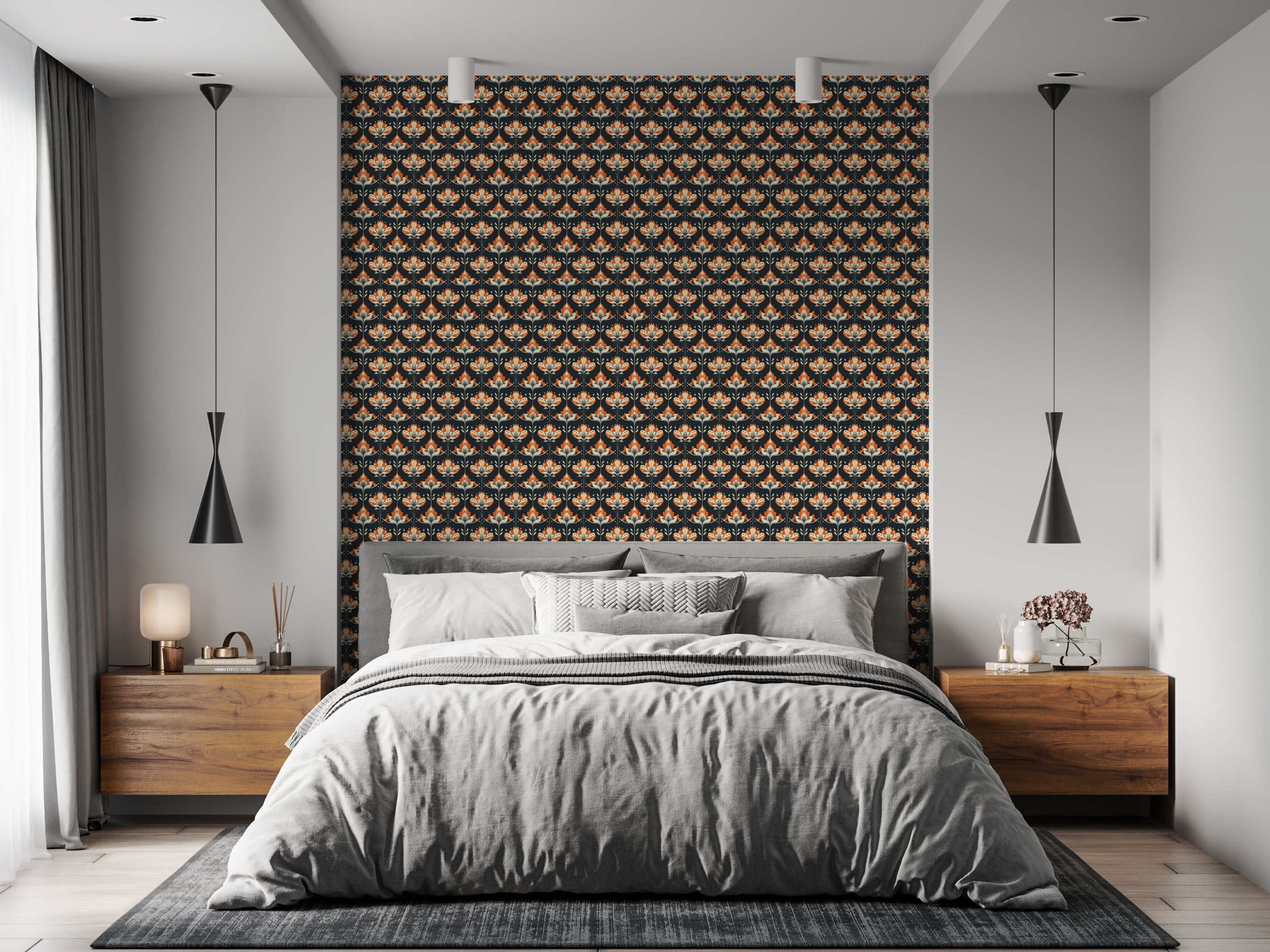 boho floral repeat pattern
orange and ivory wall art