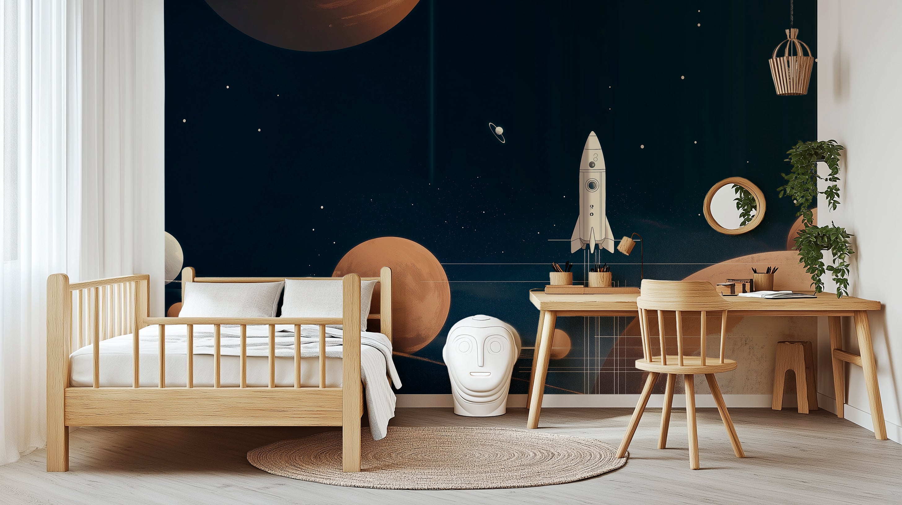 Space Adventure Wallpaper - Rocket Launch Among Planets