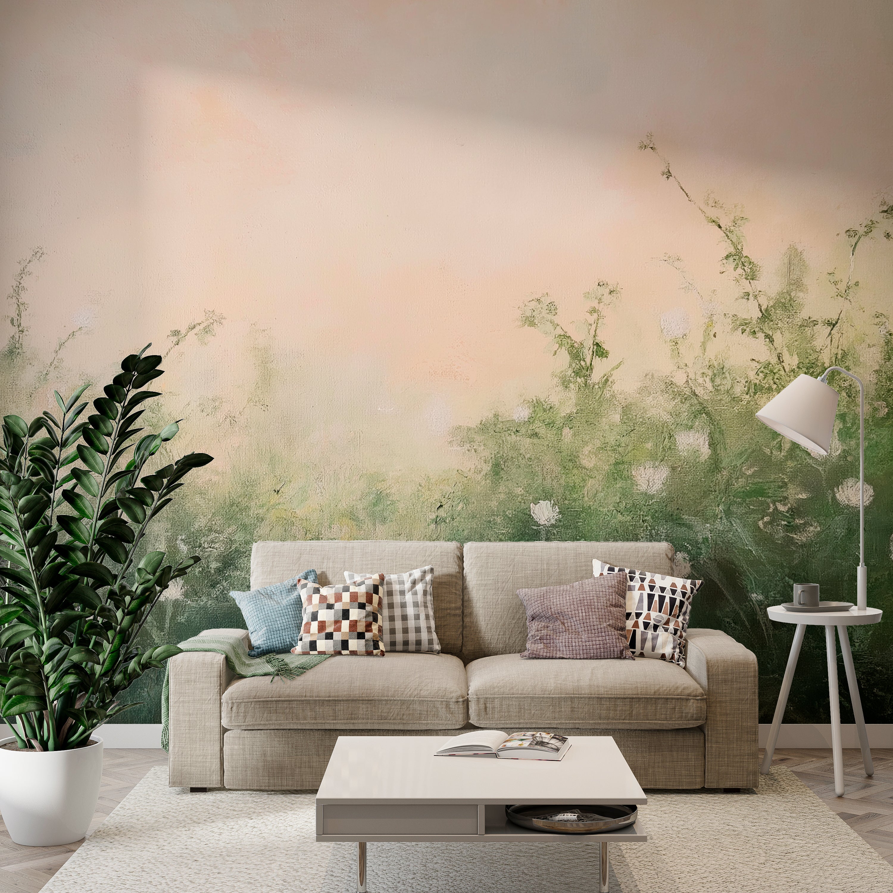 Garden Serenity Wallpaper - Floral Nature Artwork for Home Decoration