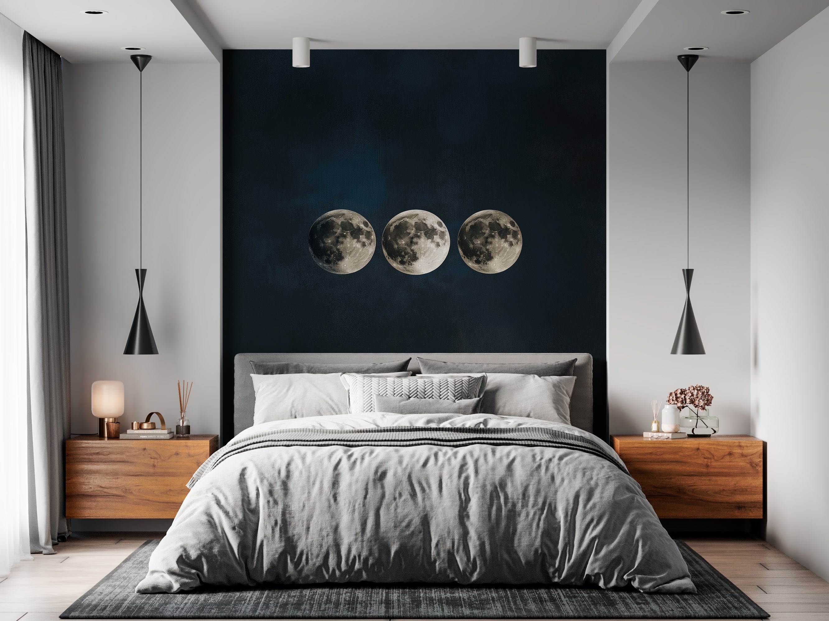 Luxurious Moon Phase Wallpaper - Elegant Celestial Design