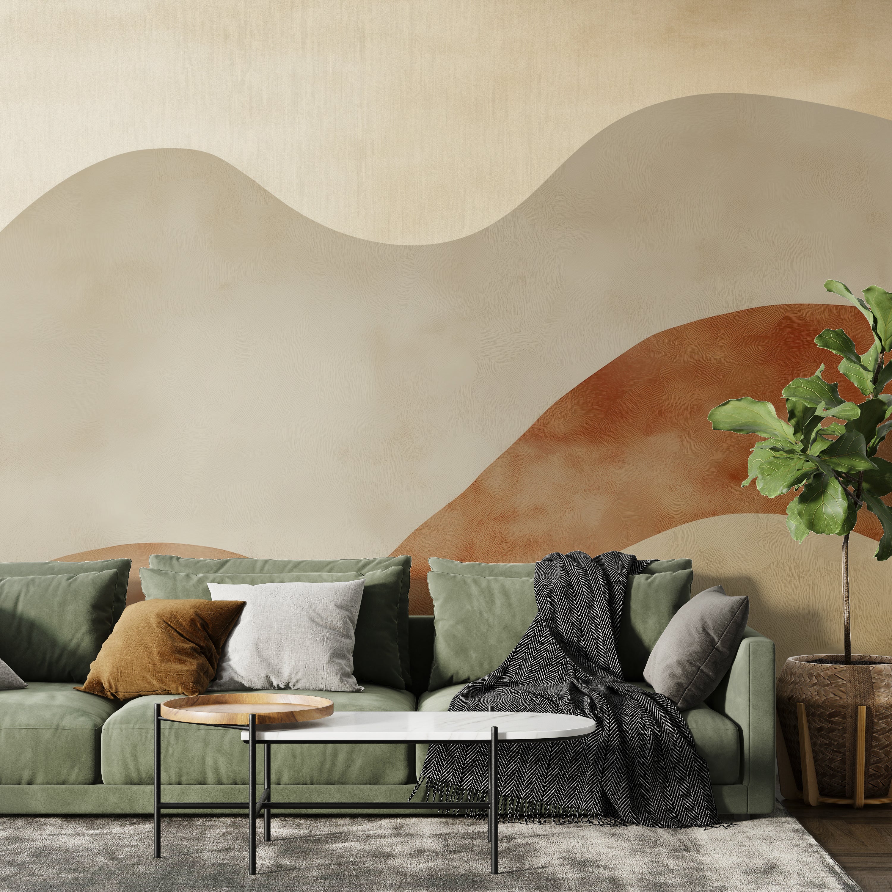 Abstract Earthy Tones Wallpaper – Modern Organic Art for Home Decor
