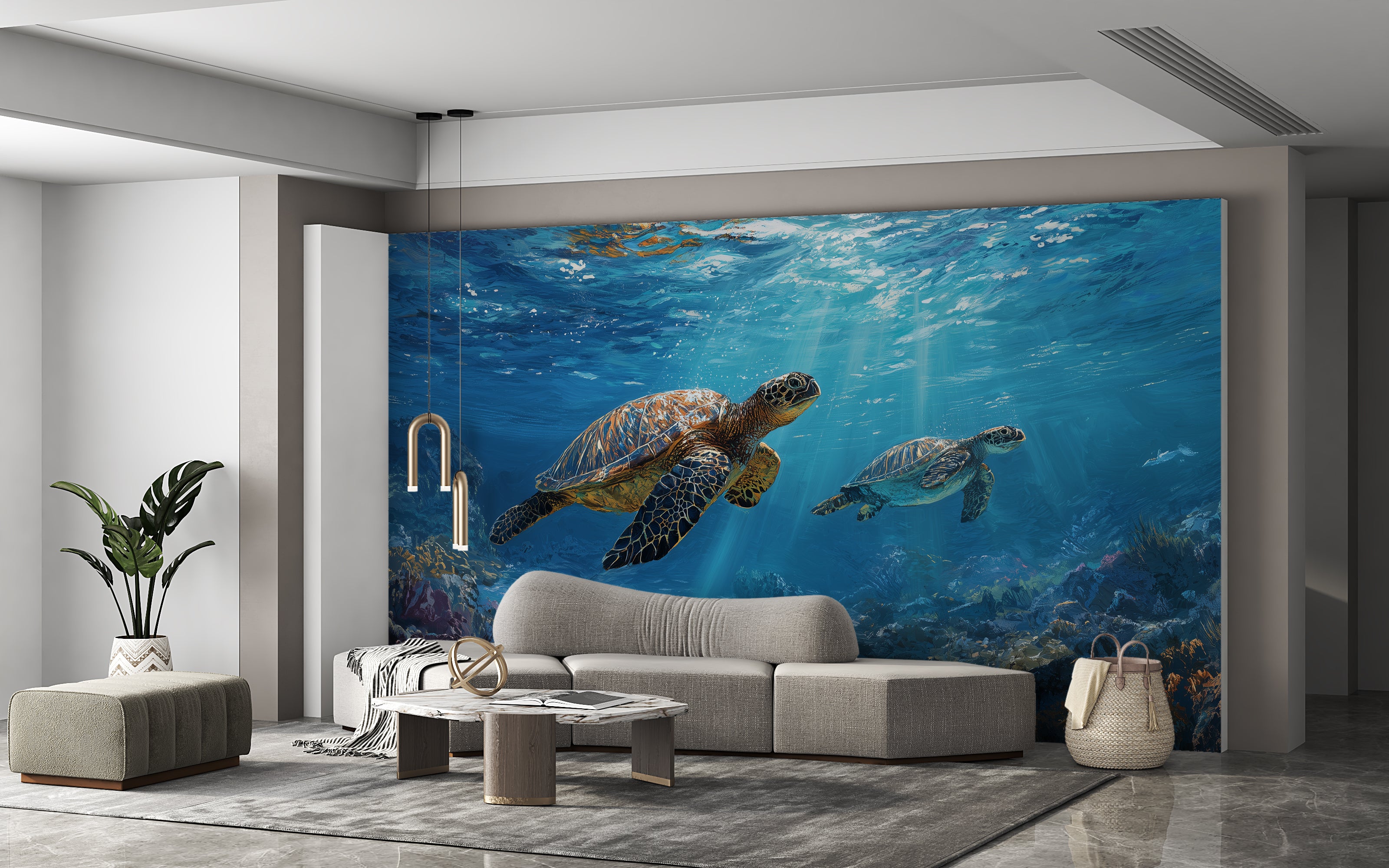 coastal home decor sea turtle wall mural
