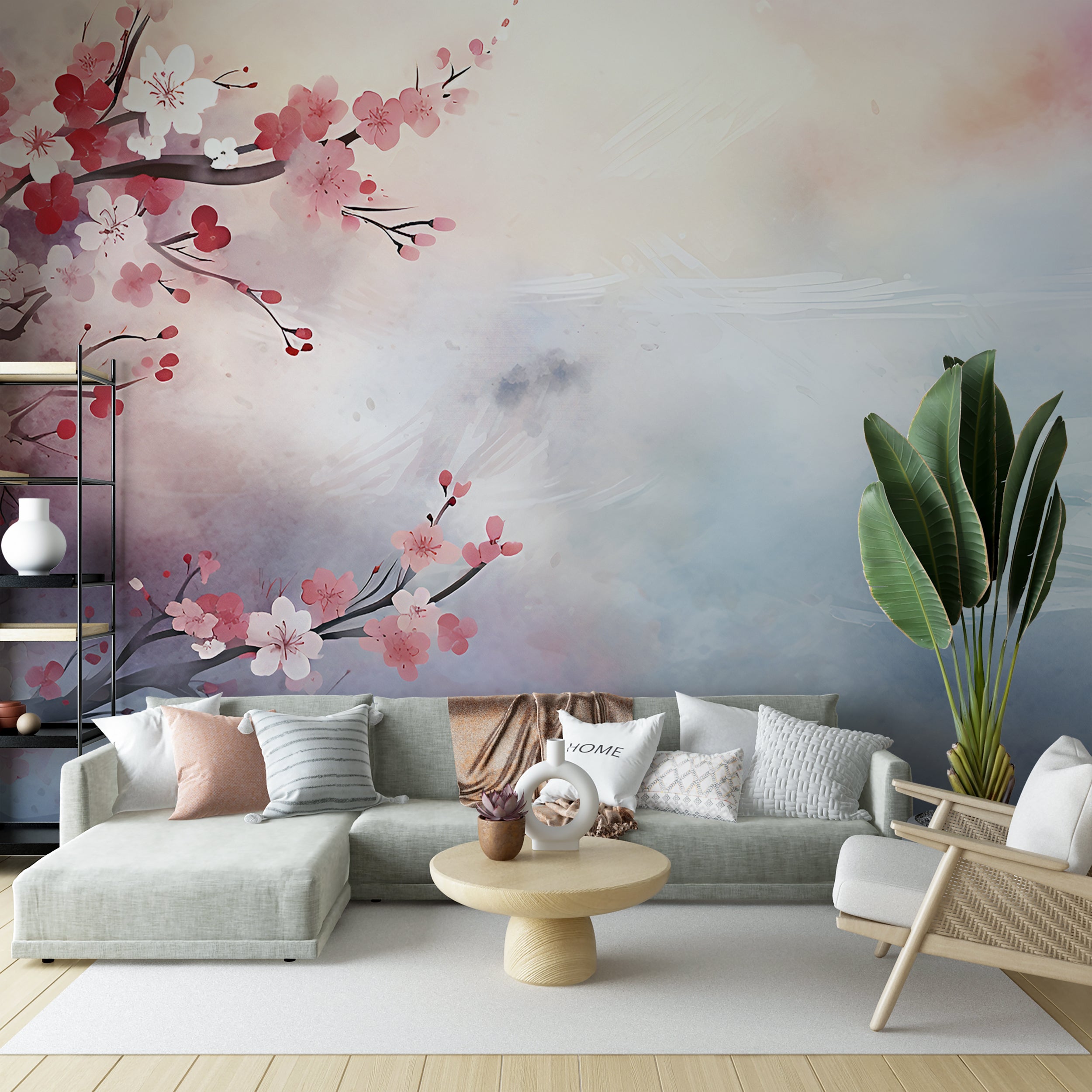 Tranquil Japanese Blue Floral Decor