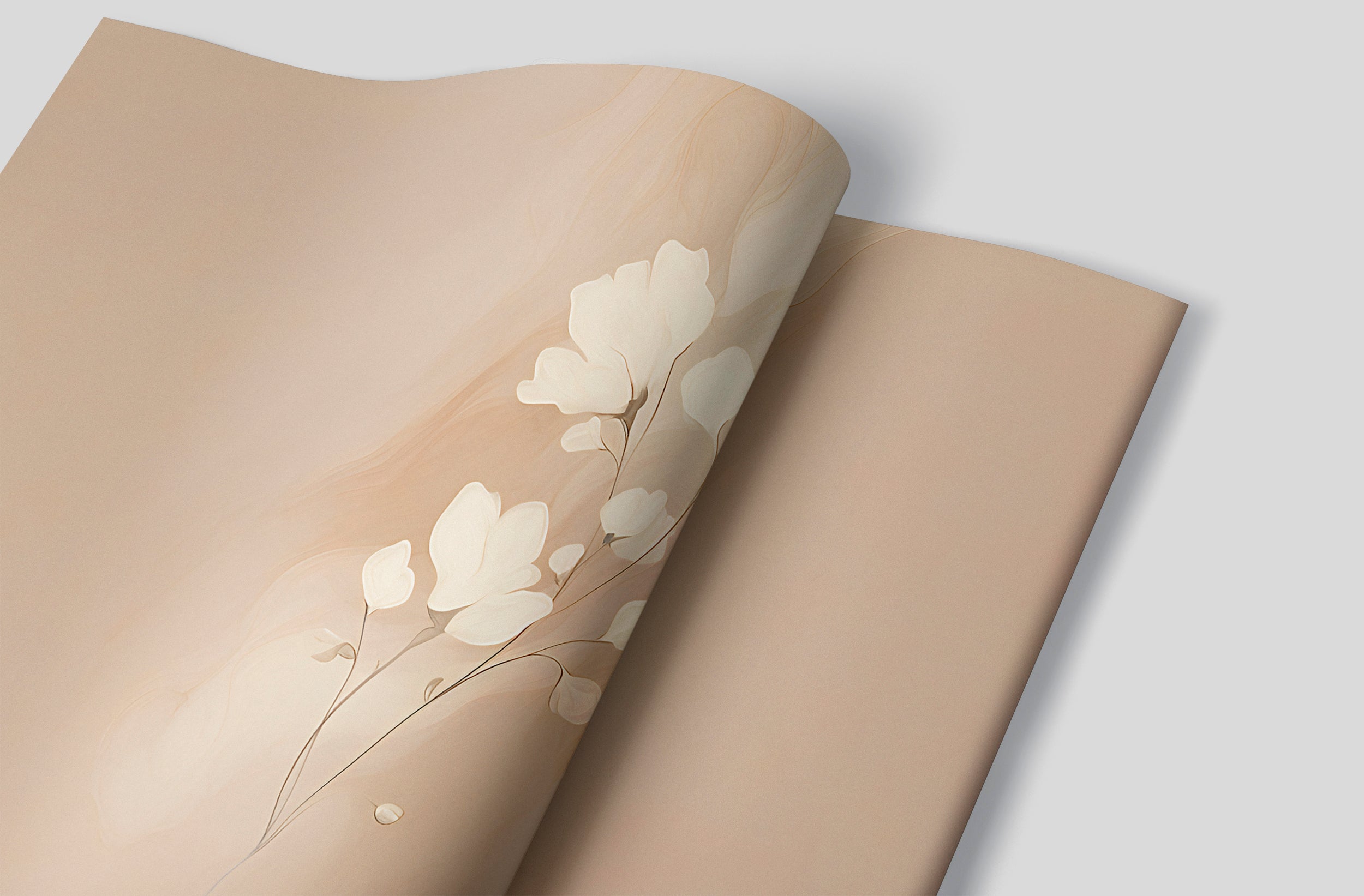 Contemporary White Flower Wall Mural