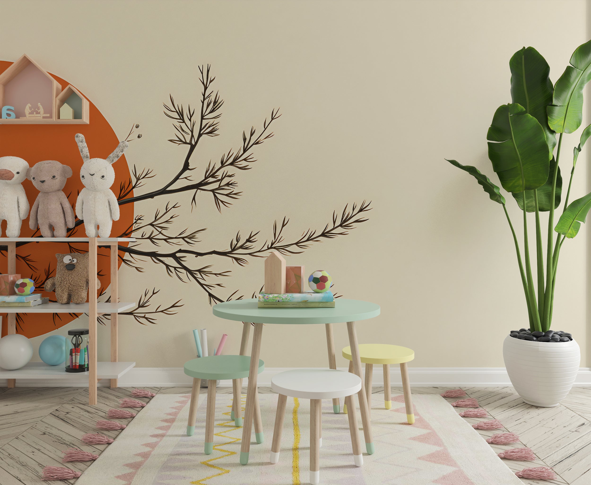 Soothing Minimalist Floral Wallpaper