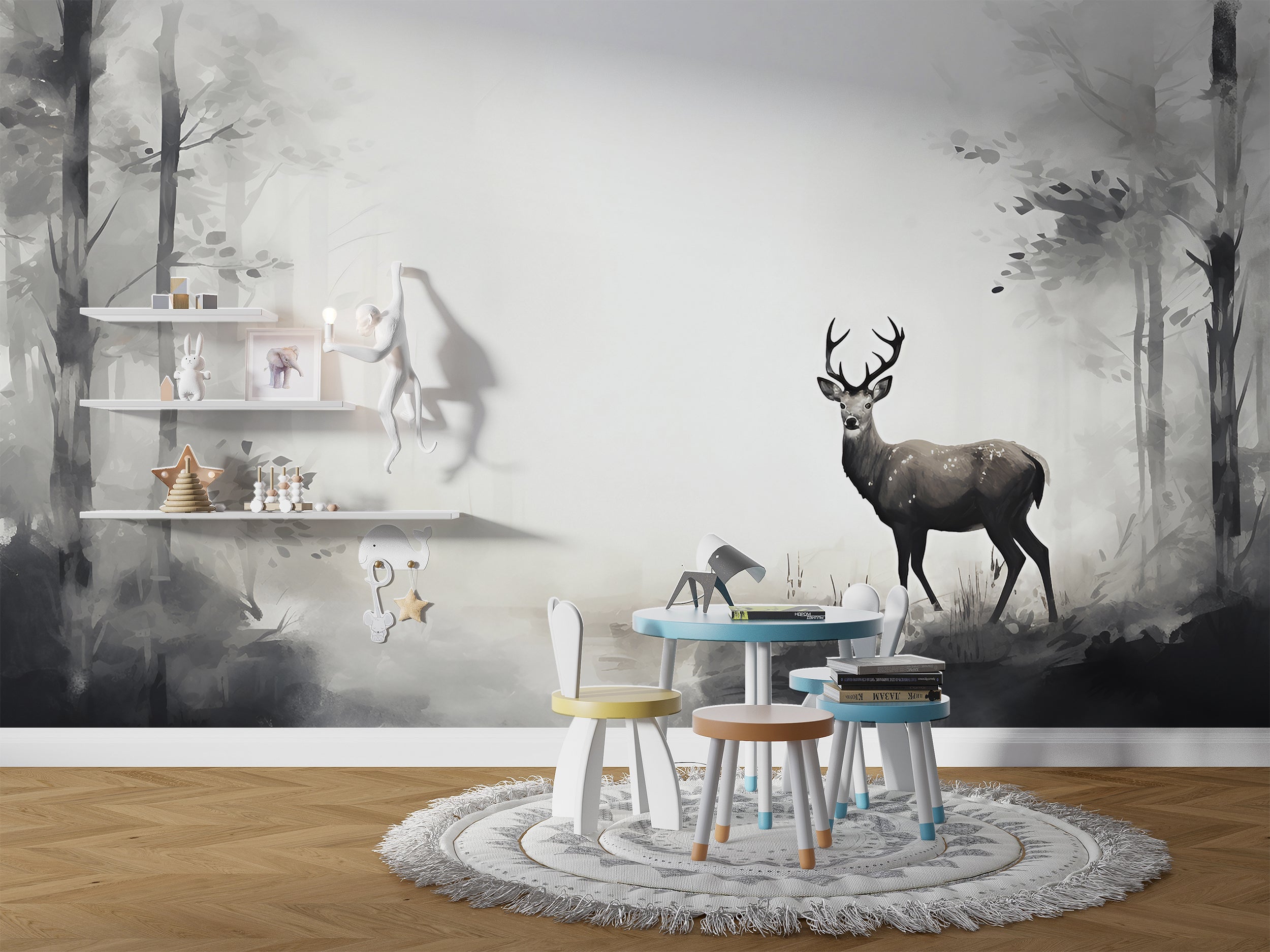 Black and White Landscape Peel and Stick Wallpaper