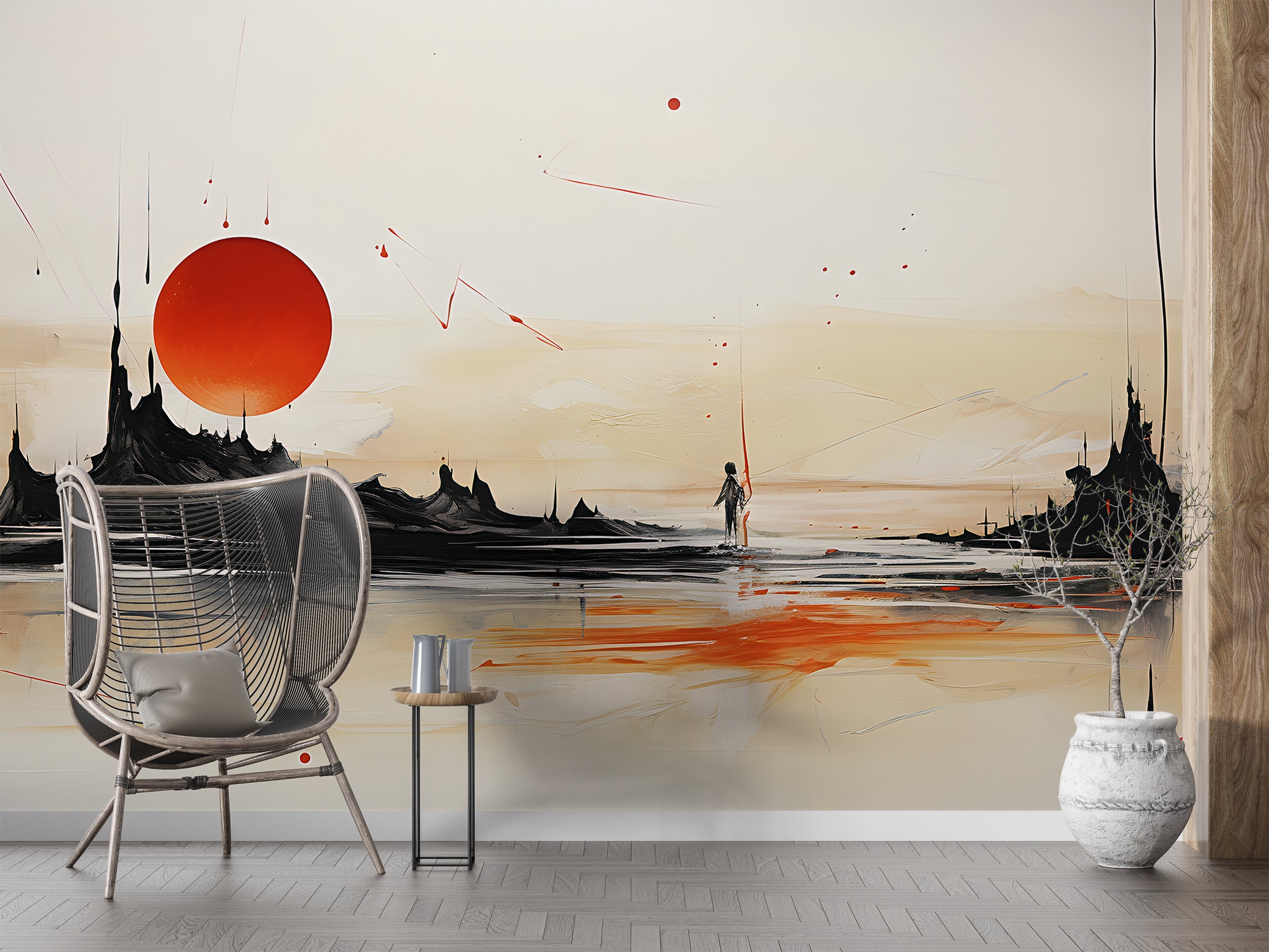 Abstract Watercolor Mountains Mural