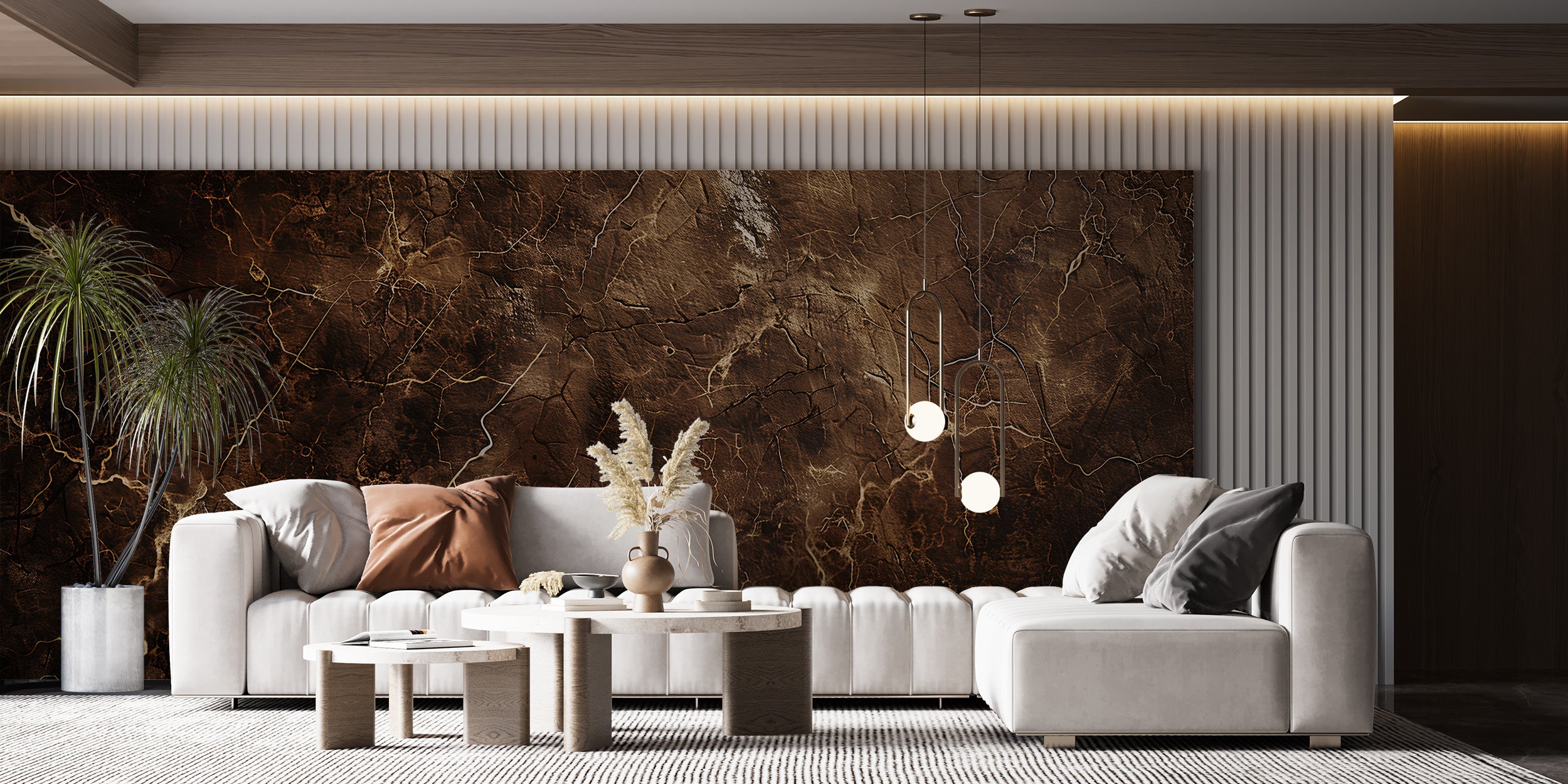 Dark Brown & Gold Marble Mural, Self-adhesive Stone Texture Wallpaper, Removable Abstract Modern Dark Wall Decal, Natural Brown Marble Decor