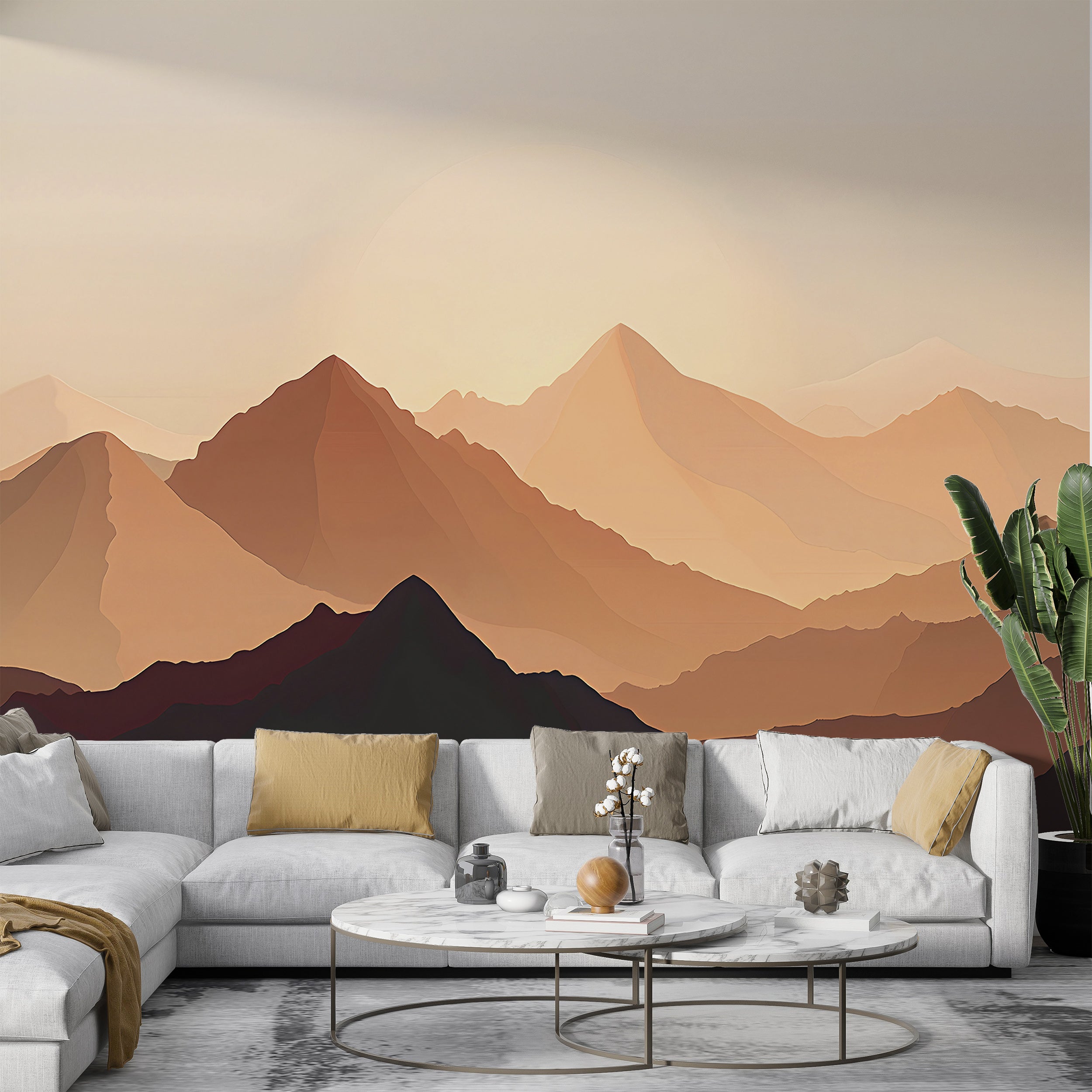 Sand Dunes Wallpaper, Peel and Stick Desert Wall Mural, Removable Beige and Brown Mountains Landscape Art, Custom Size Wall Decor