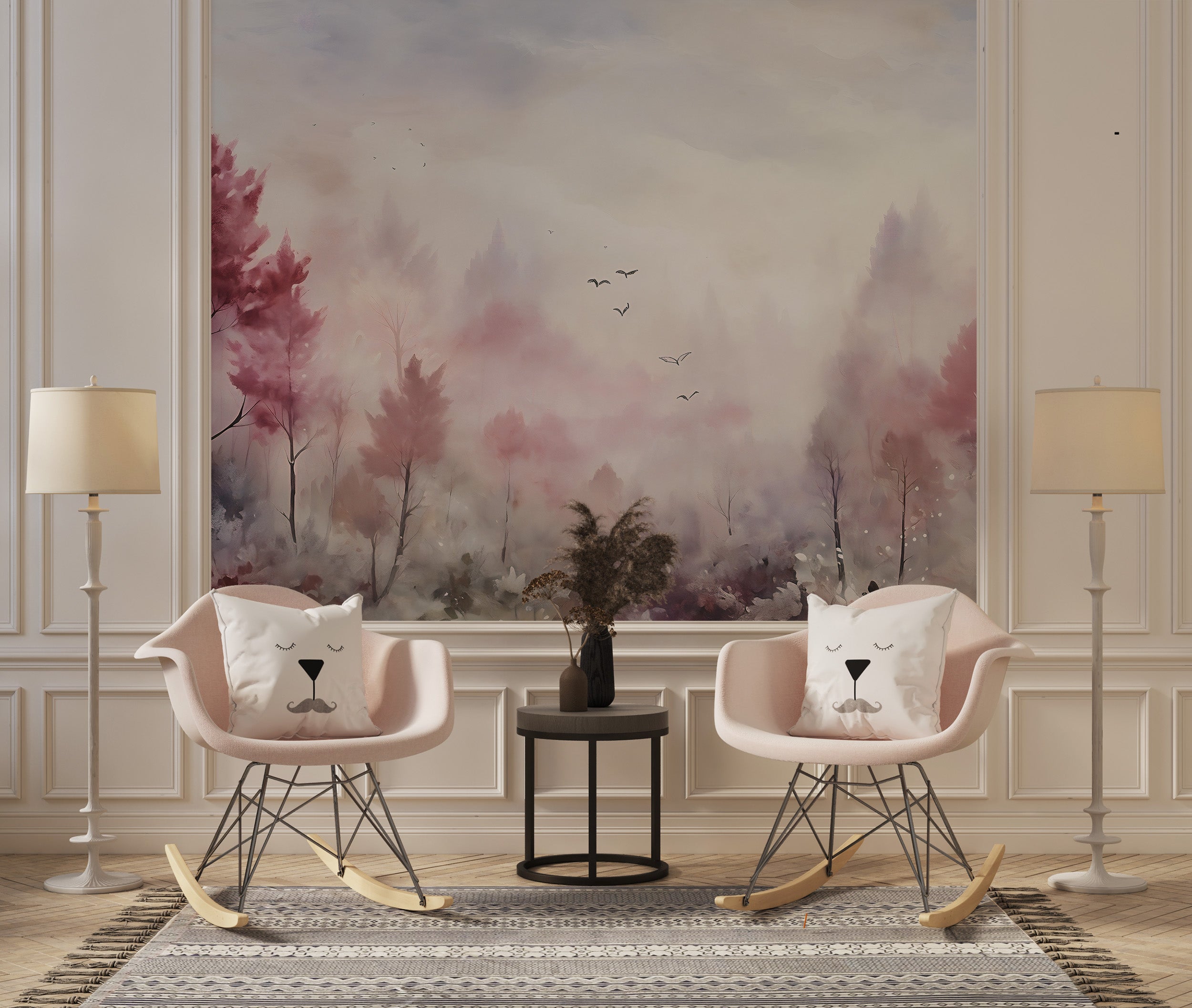 Effortless Application of Serene Pink Nature Wallpaper