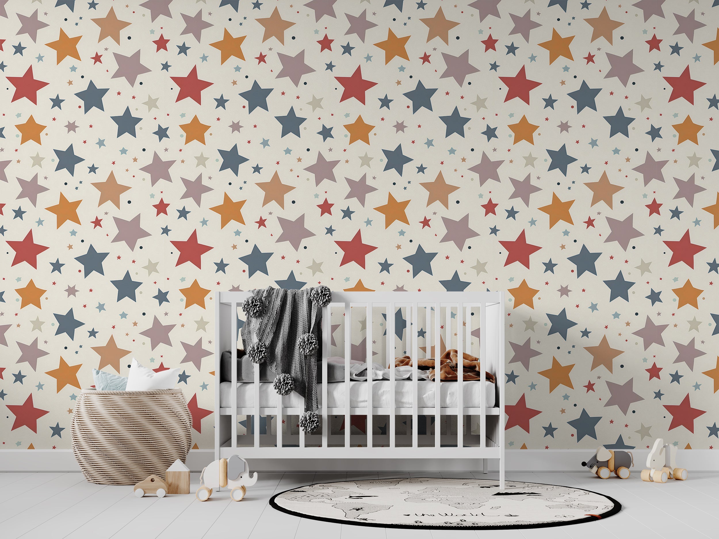 Minimalistic Starry Wallpaper, Stars Wallpaper, Peel and Stick Kids Accent Wall Decor, Removable Star Design Wallpaper, PVC-free