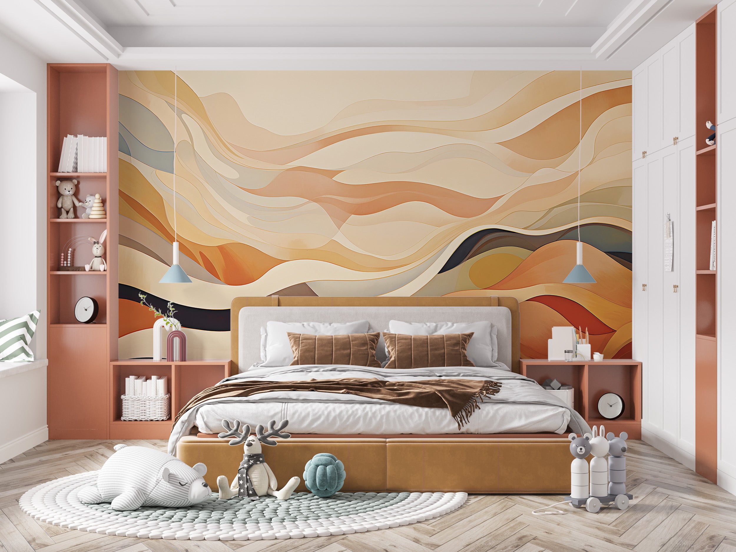 Bathroom Revamp with Colorful Abstract Wallpaper