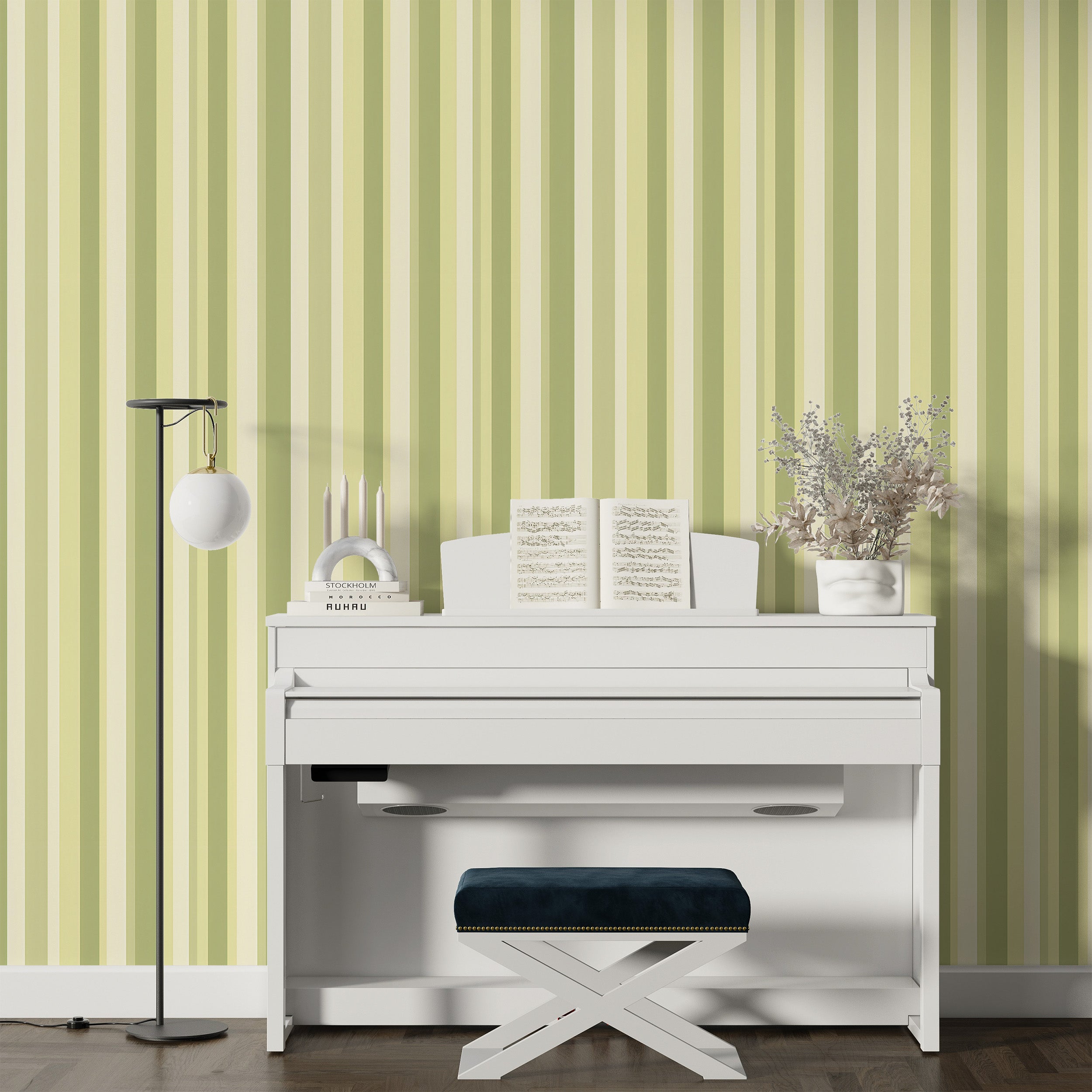 Effortless Application of Vintage Striped Wallpaper