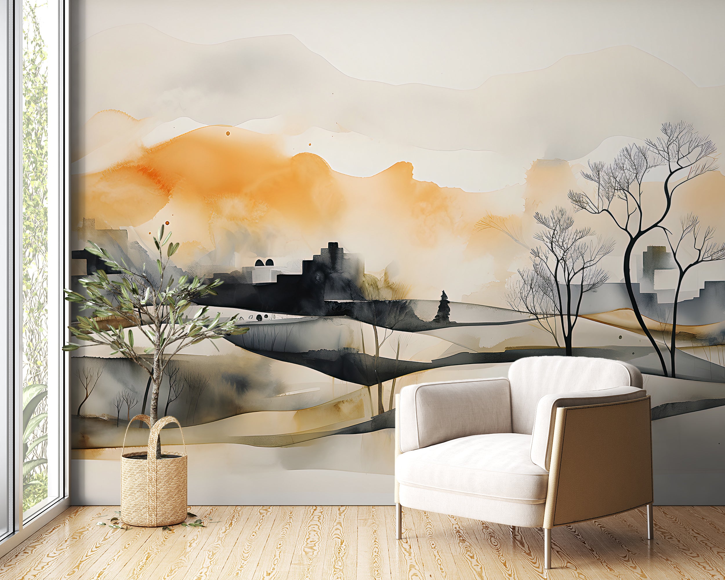 Peel and Stick Yellow Accent Wall