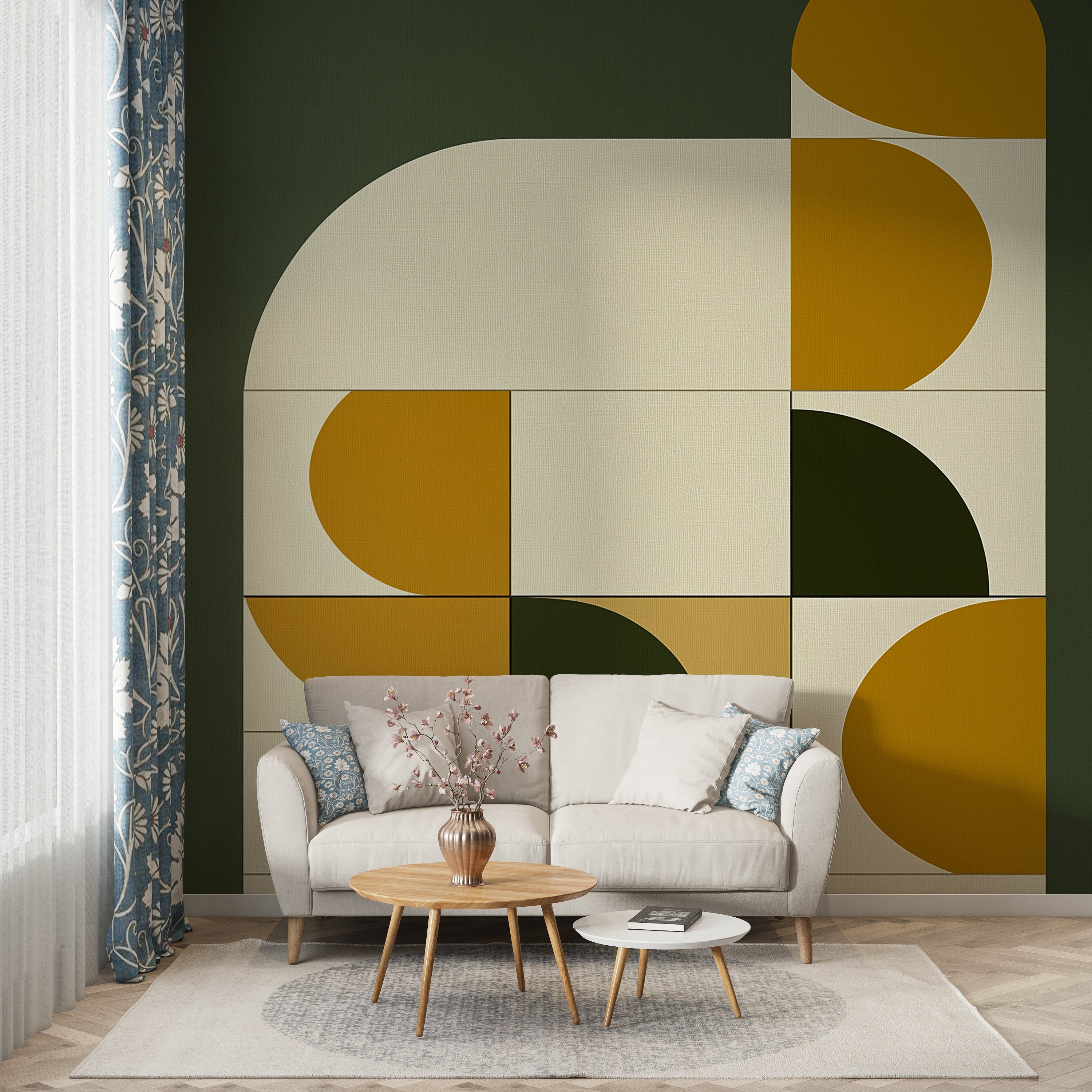 Modern Geometric Mid-Century Wallpaper for Trendy Home Decor