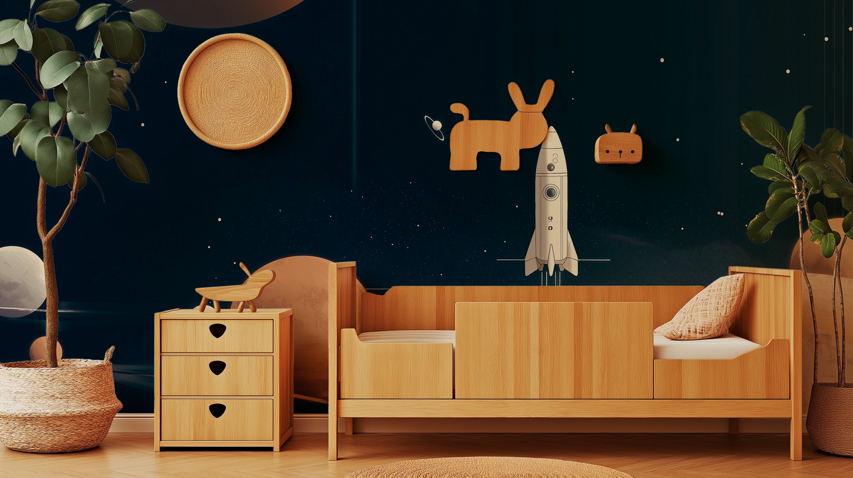 Space Adventure Wallpaper - Rocket Launch Among Planets