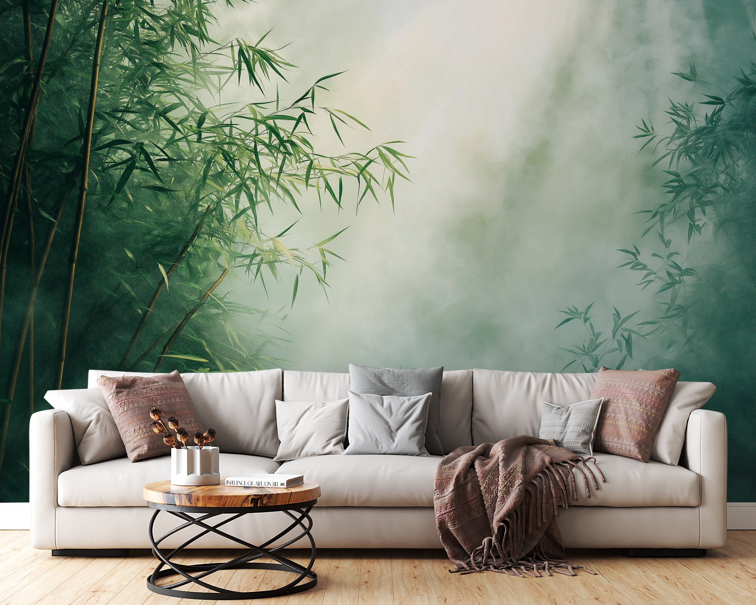Forest Mist Wallpaper Mural - Serene Nature Backdrop for Home Decor