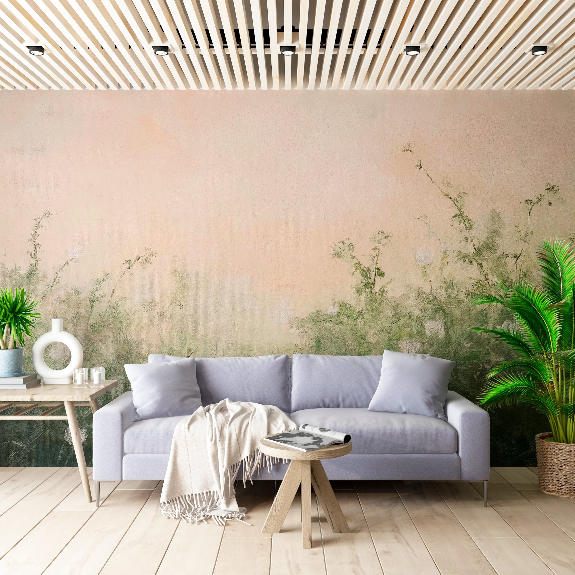 Garden Serenity Wallpaper - Floral Nature Artwork for Home Decoration