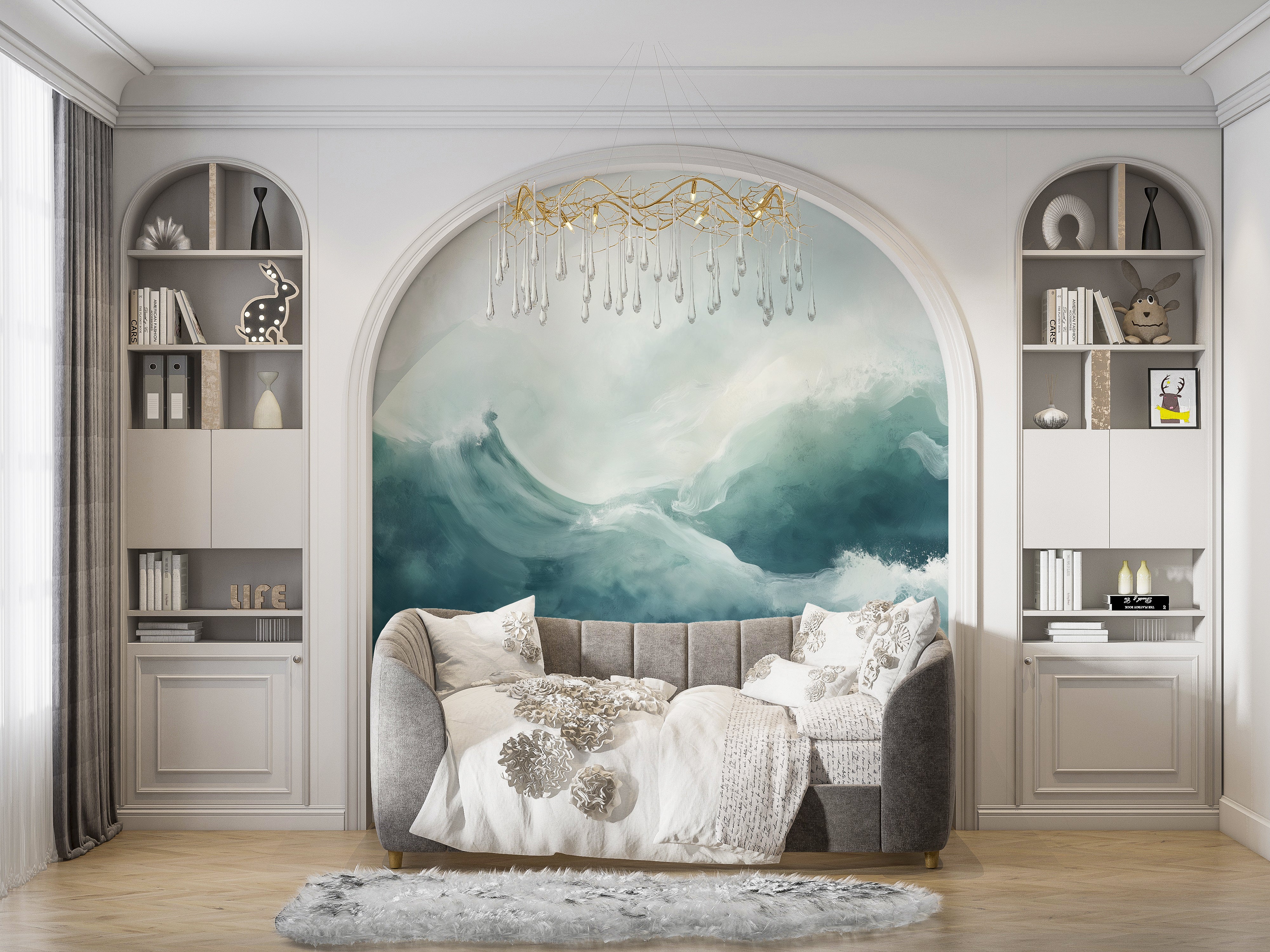 Ocean Waves Wallpaper Mural - Tranquil Blue Sea Landscape for Home Decor