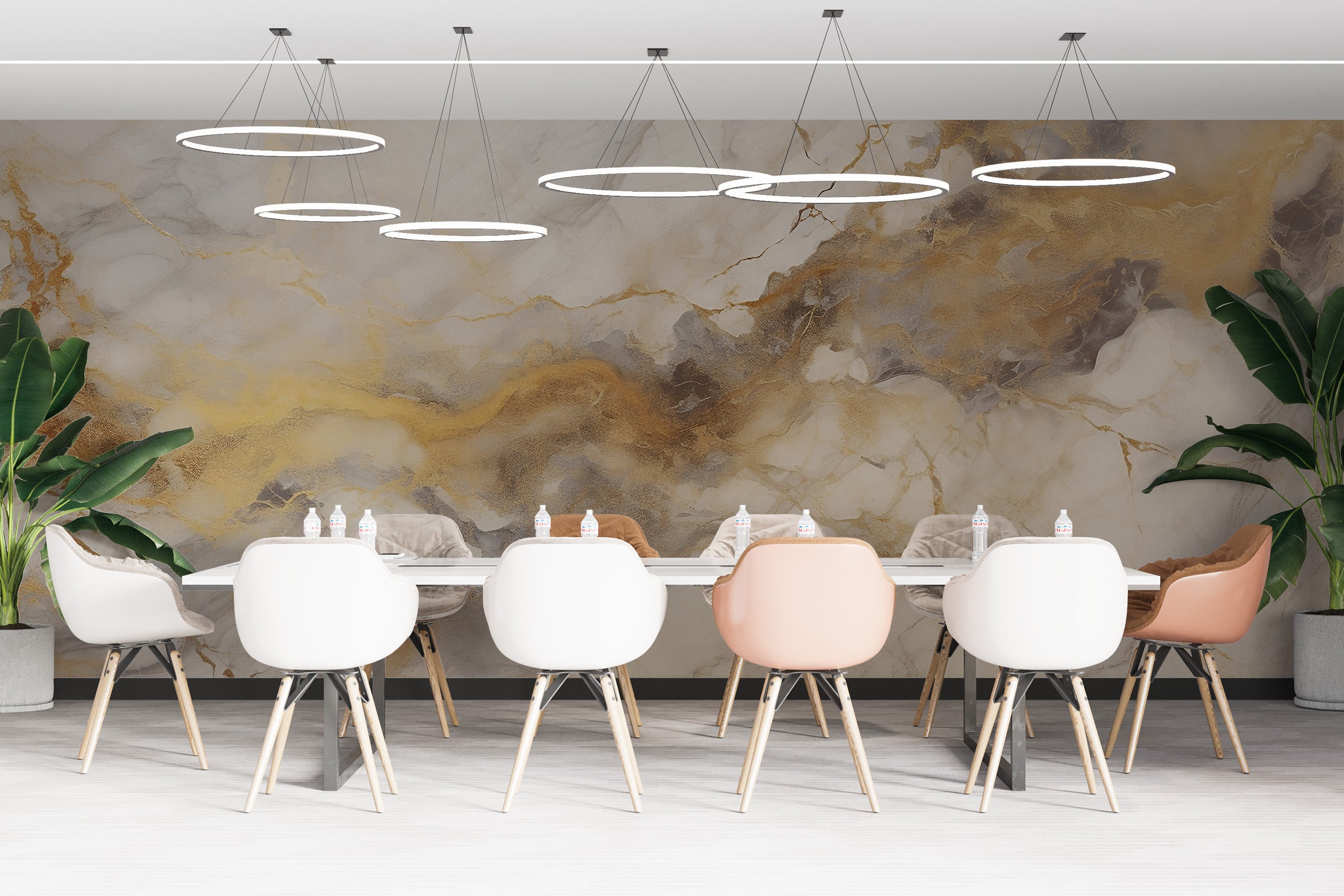 Gold and Beige Marble Mural in Room Setting