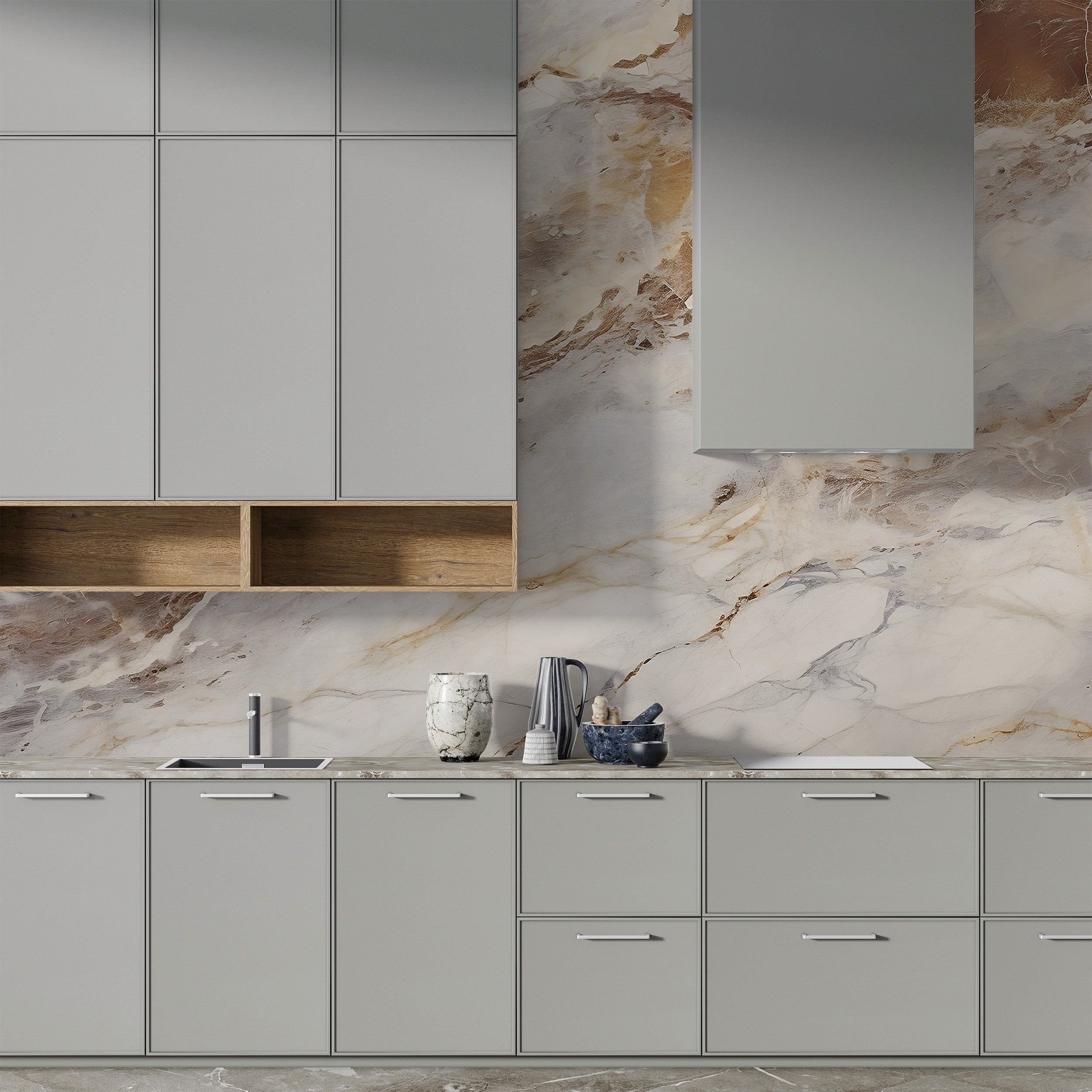 Timeless Brown and Grey Marble Texture Aesthetics in Contemporary Home